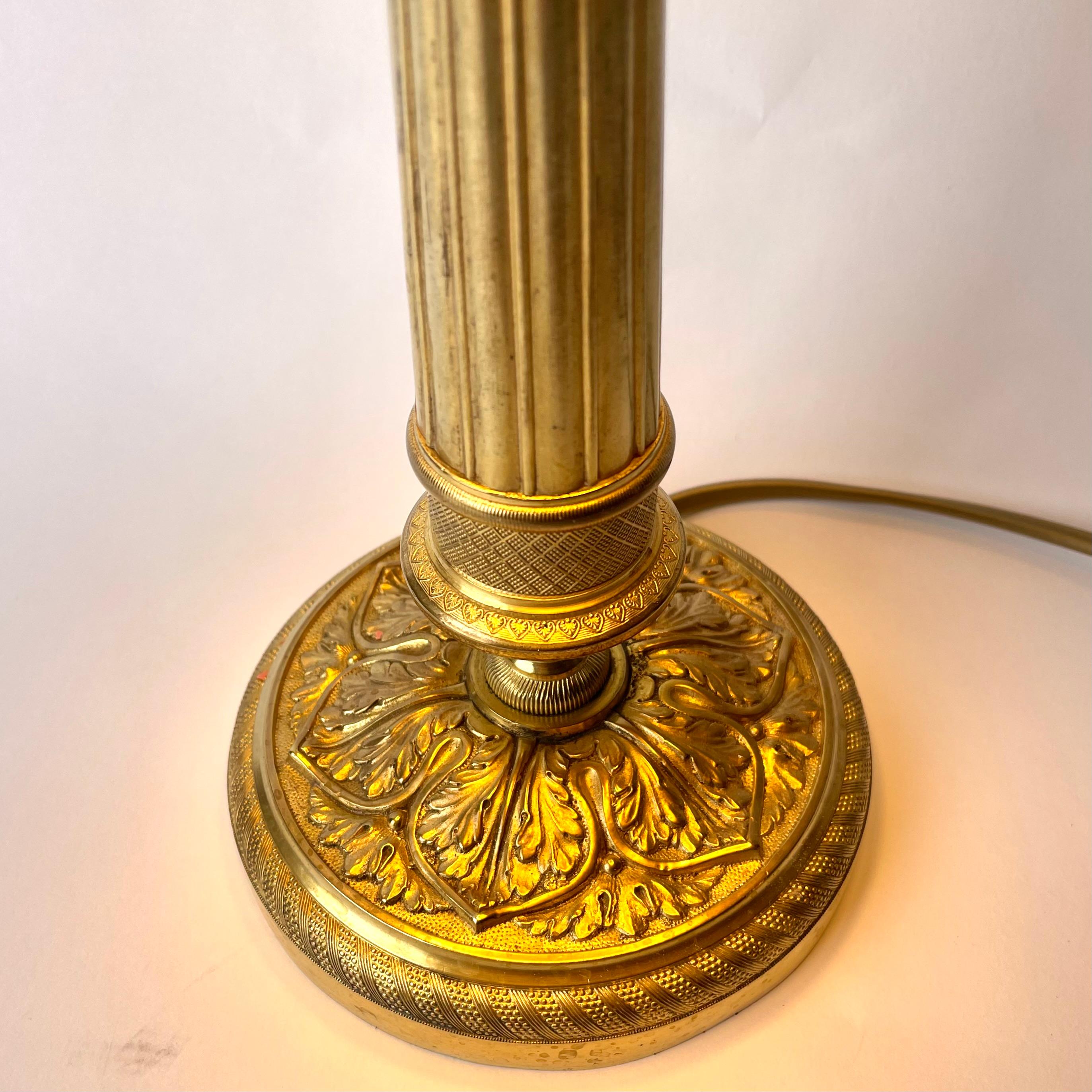 Elegant Table Lamp in bronze. Originally an Empire candlestick from the 1820s In Good Condition For Sale In Knivsta, SE