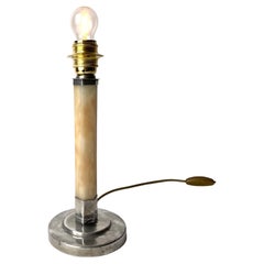 Elegant Table Lamp in Pewter and Alabaster. Swedish Grace 1920s-1930s