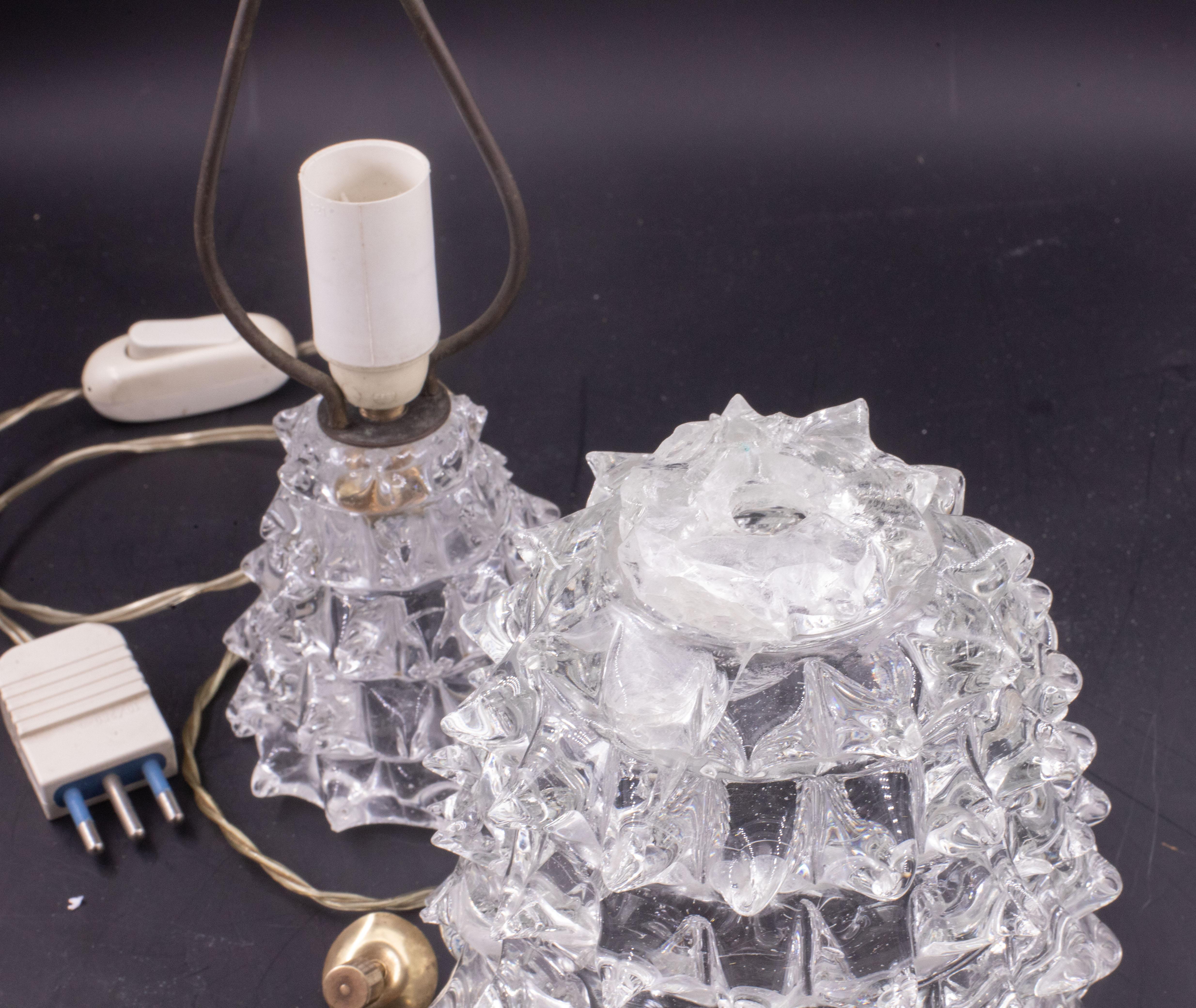 Elegante lampada da tavolo con vaso in vetro di Murano Rostrato per Barovier&Toso, anni '40 in vendita 4
