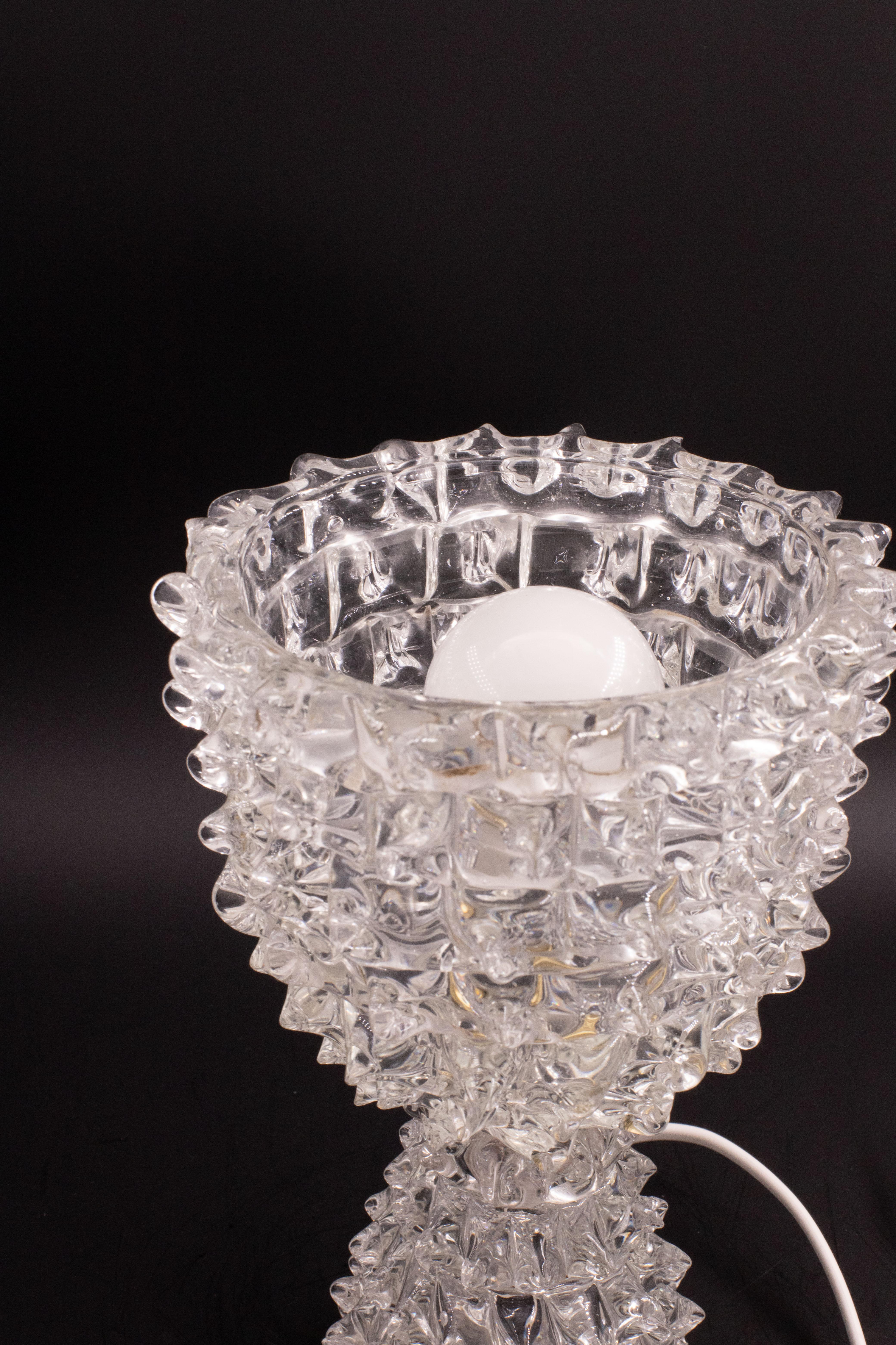 Elegant Table Lamp in Rostrato Murano Glass Vase for Barovier & Toso, 1940s For Sale 7