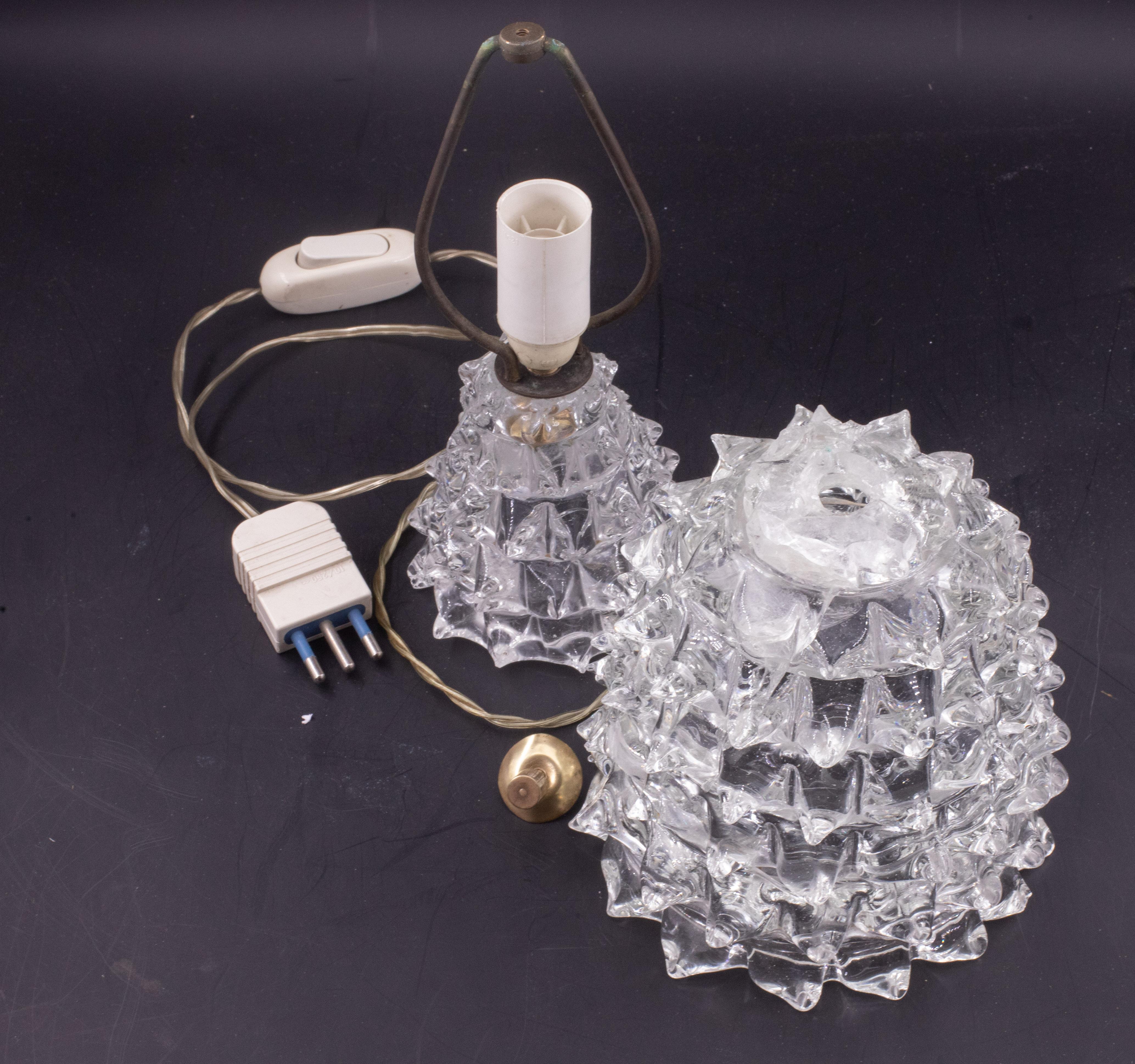 Elegante lampada da tavolo con vaso in vetro di Murano Rostrato per Barovier&Toso, anni '40 in vendita 5