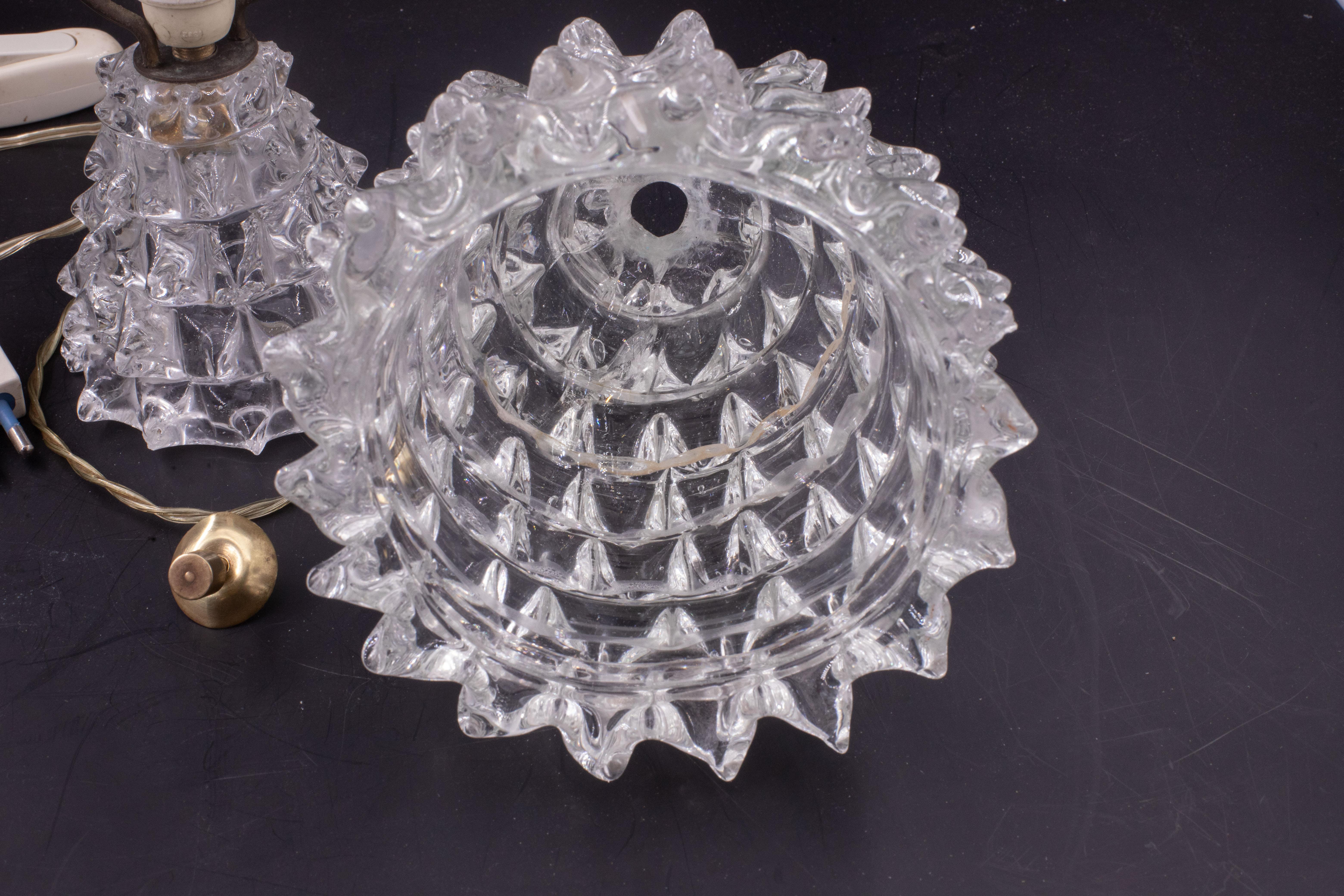Elegante lampada da tavolo con vaso in vetro di Murano Rostrato per Barovier&Toso, anni '40 in vendita 6