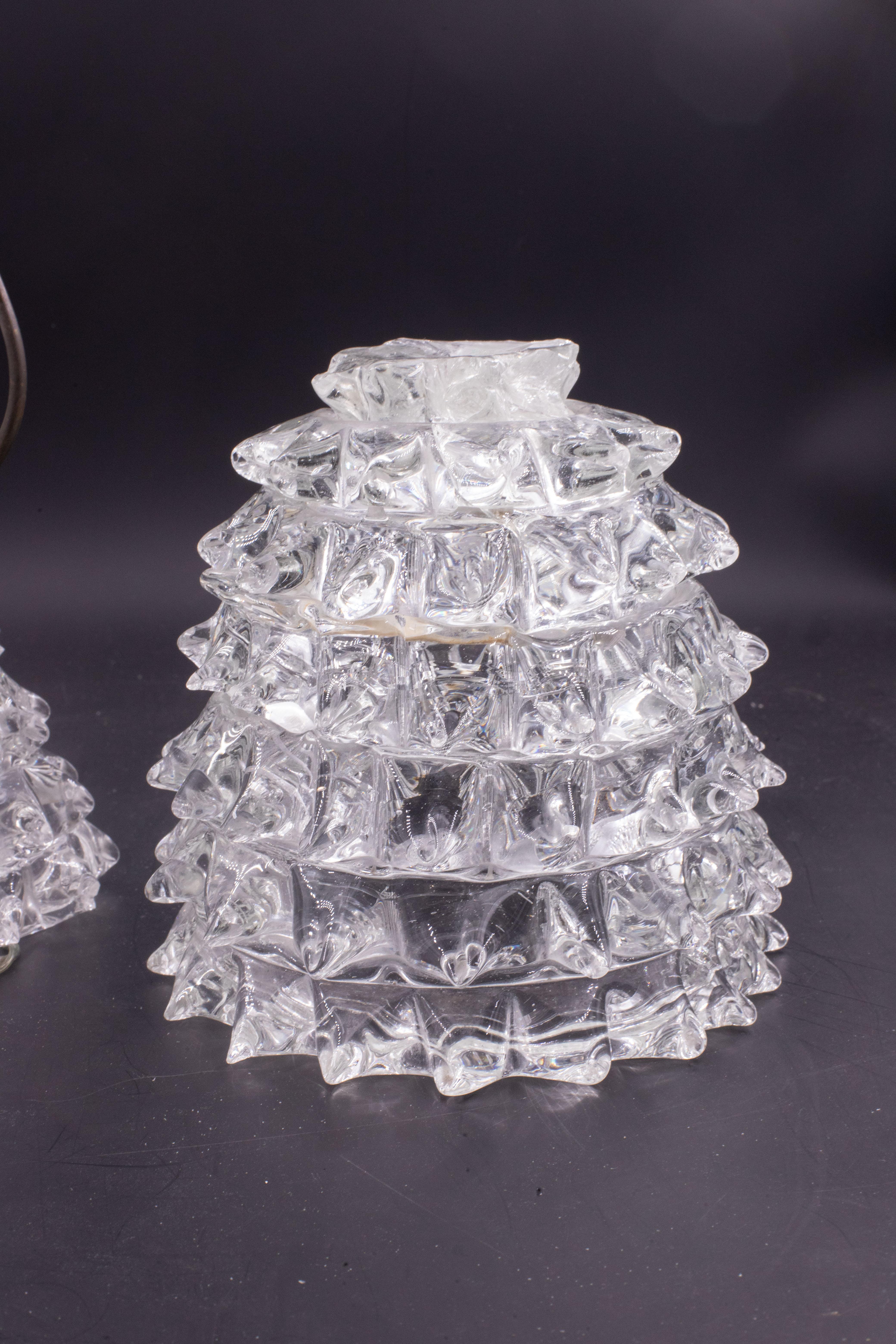 Elegante lampada da tavolo con vaso in vetro di Murano Rostrato per Barovier&Toso, anni '40 in vendita 7