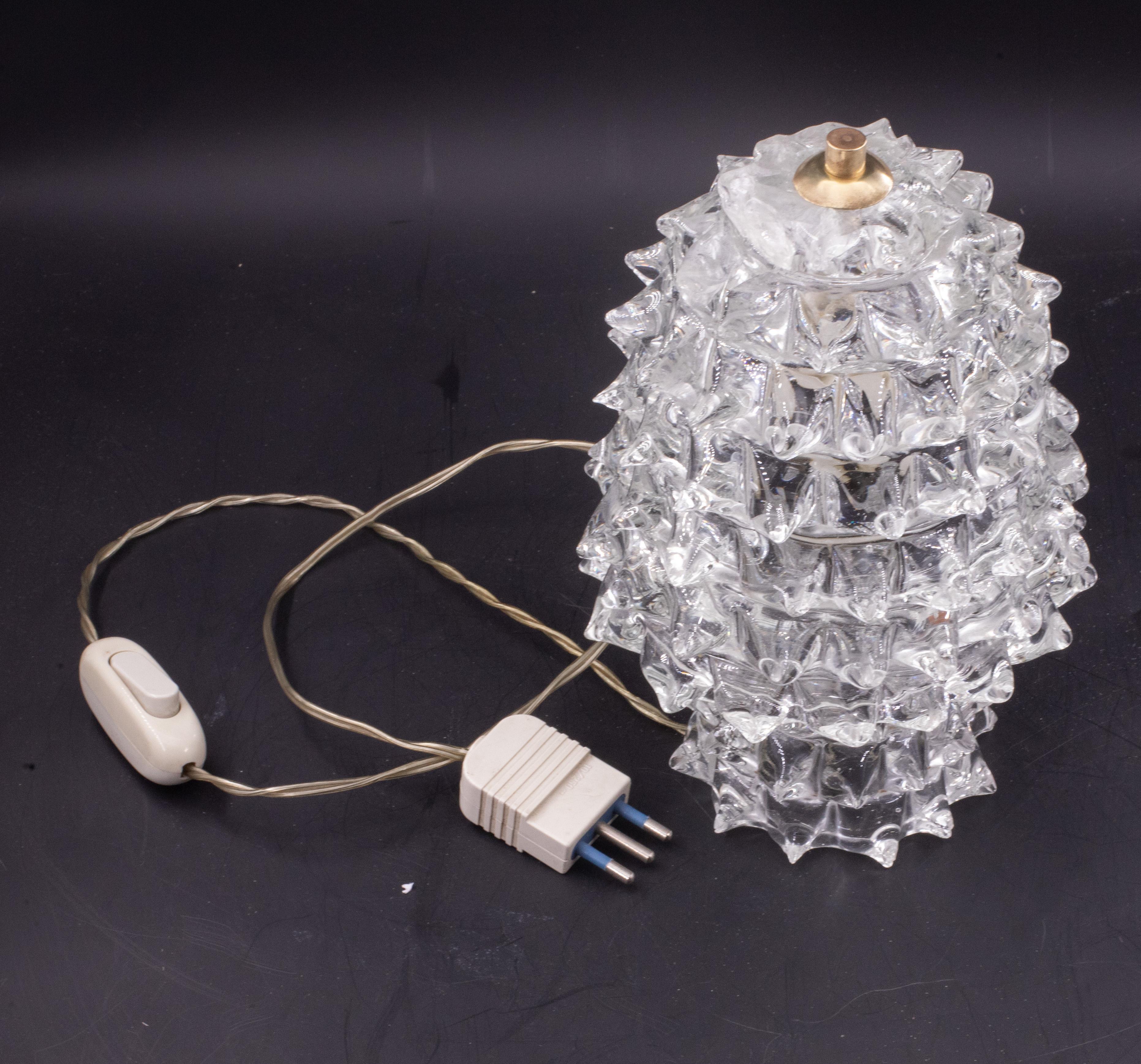 Elegante lampada da tavolo con vaso in vetro di Murano Rostrato per Barovier&Toso, anni '40 In condizioni discrete in vendita a Roma, IT