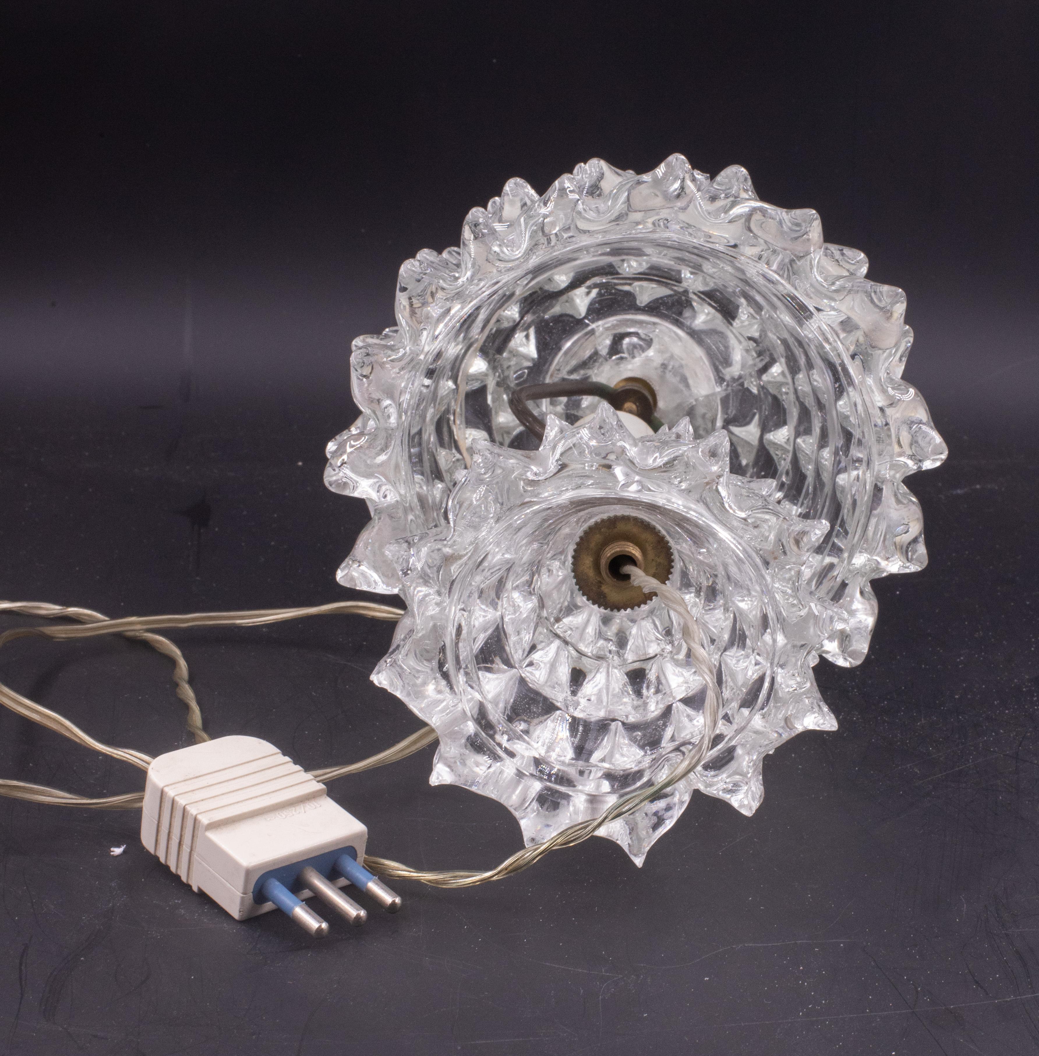 Vetro di Murano Elegante lampada da tavolo con vaso in vetro di Murano Rostrato per Barovier&Toso, anni '40 in vendita