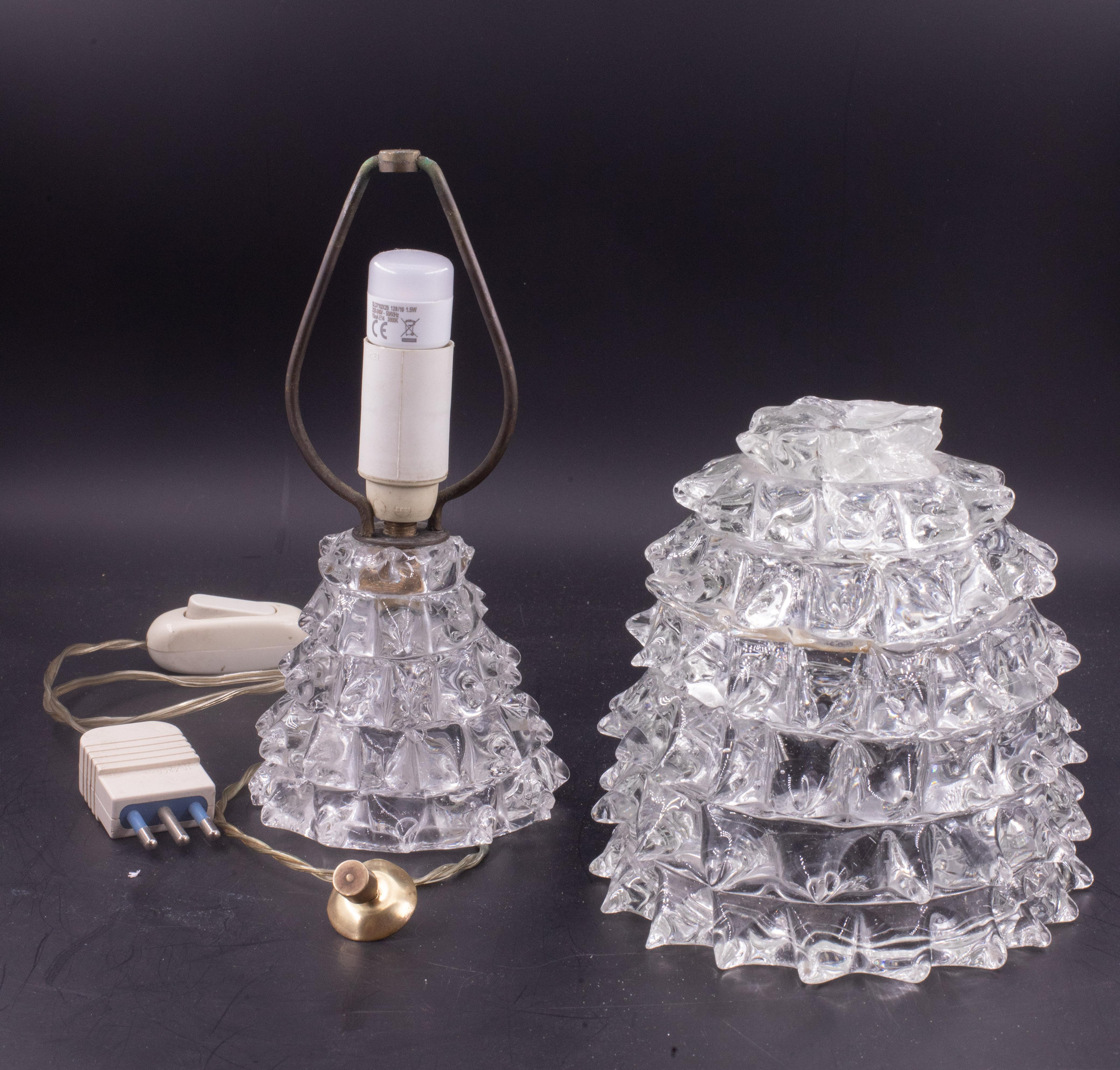 Elegante lampada da tavolo con vaso in vetro di Murano Rostrato per Barovier&Toso, anni '40 in vendita 2
