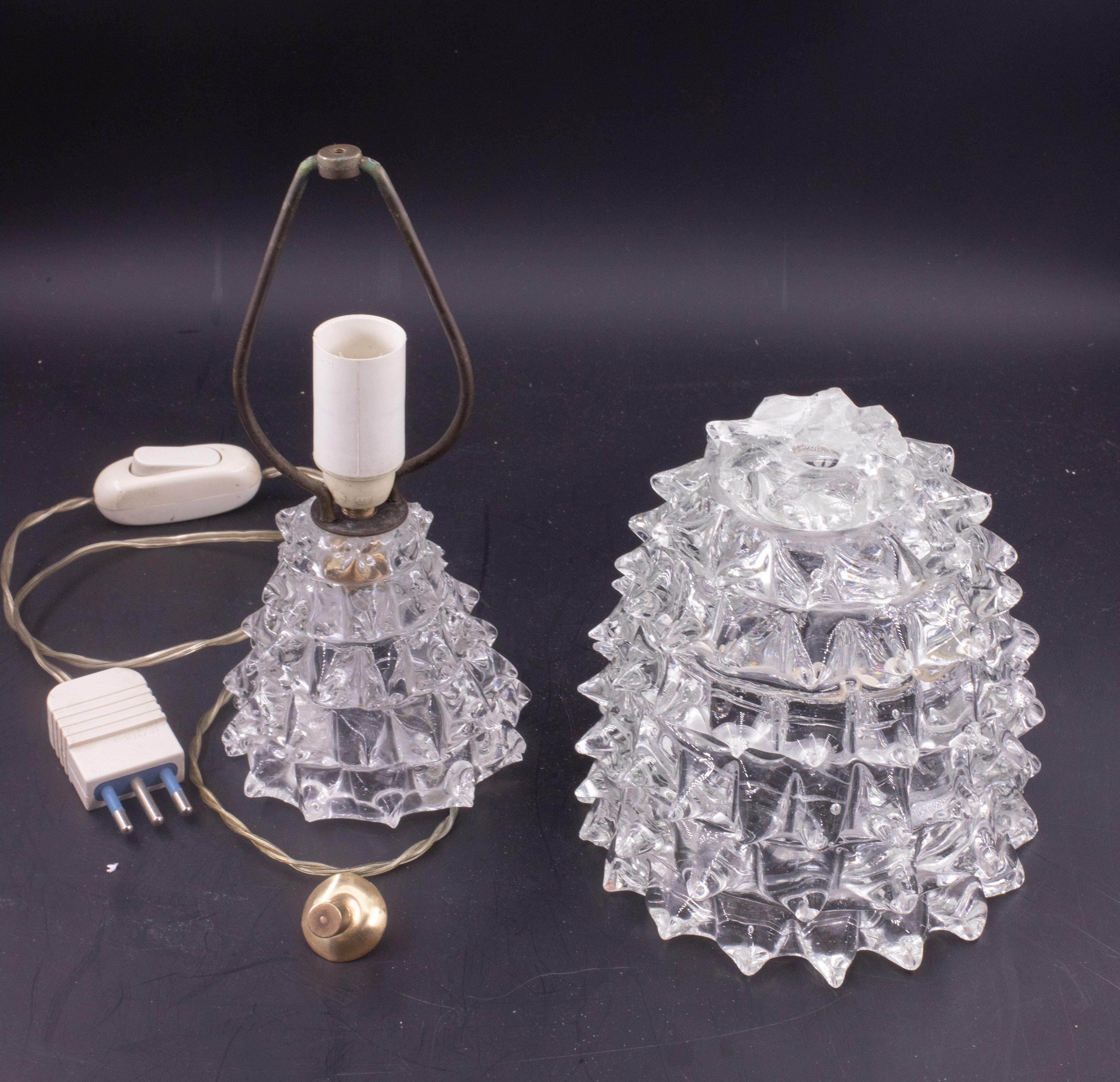 Elegante lampada da tavolo con vaso in vetro di Murano Rostrato per Barovier&Toso, anni '40 in vendita 3