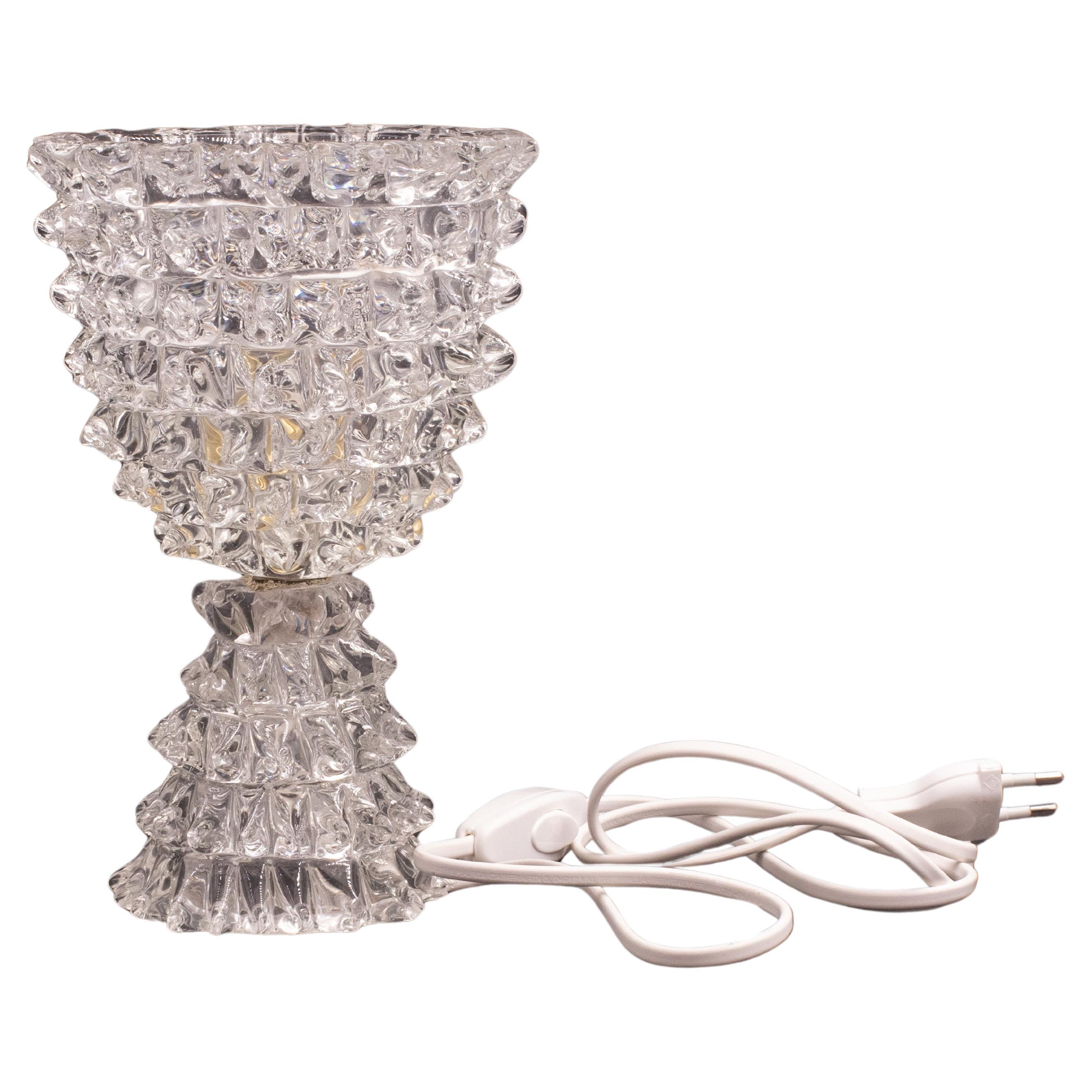 Elegante lampada da tavolo con vaso in vetro di Murano Rostrato per Barovier&Toso, anni '40