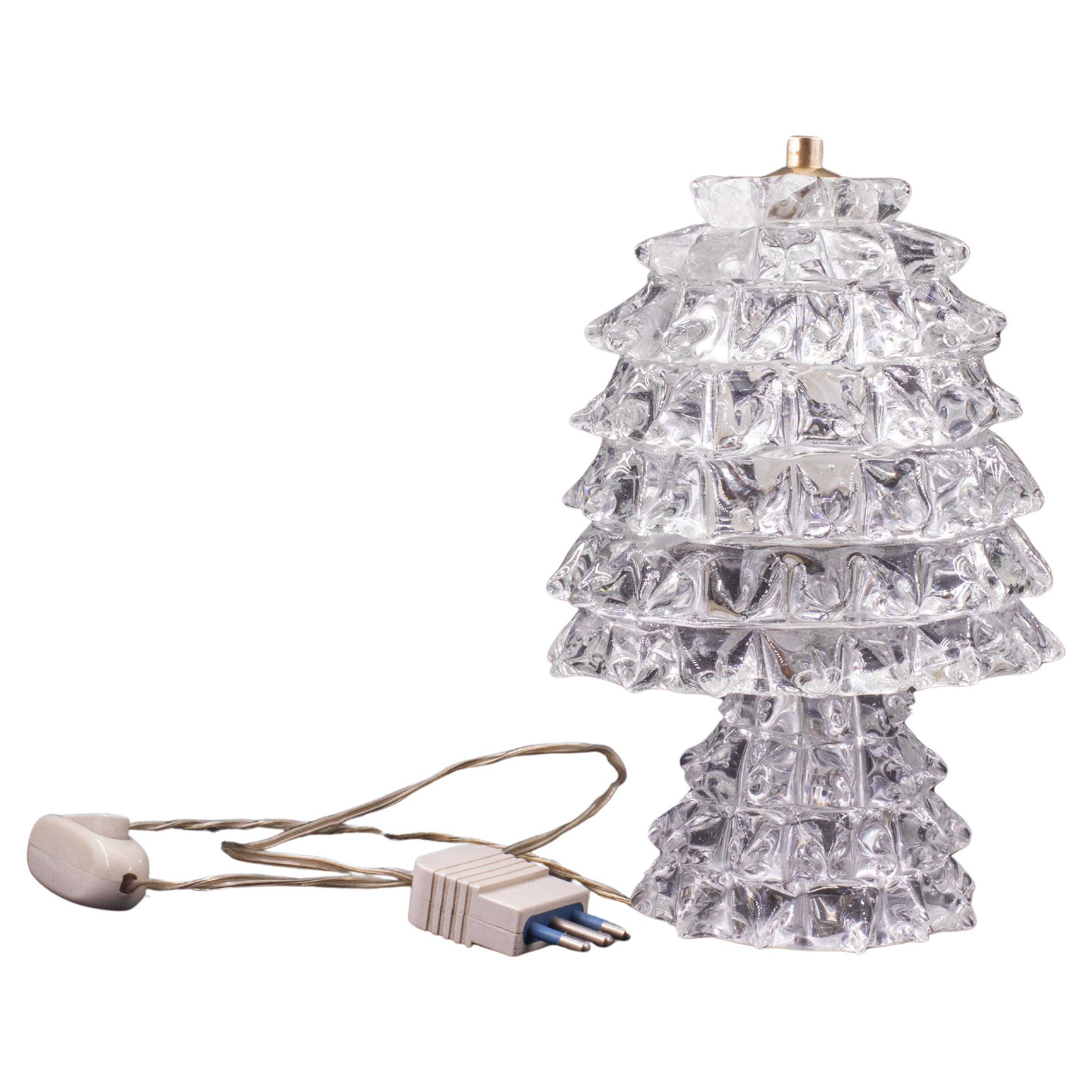Elegante lampada da tavolo con vaso in vetro di Murano Rostrato per Barovier&Toso, anni '40
