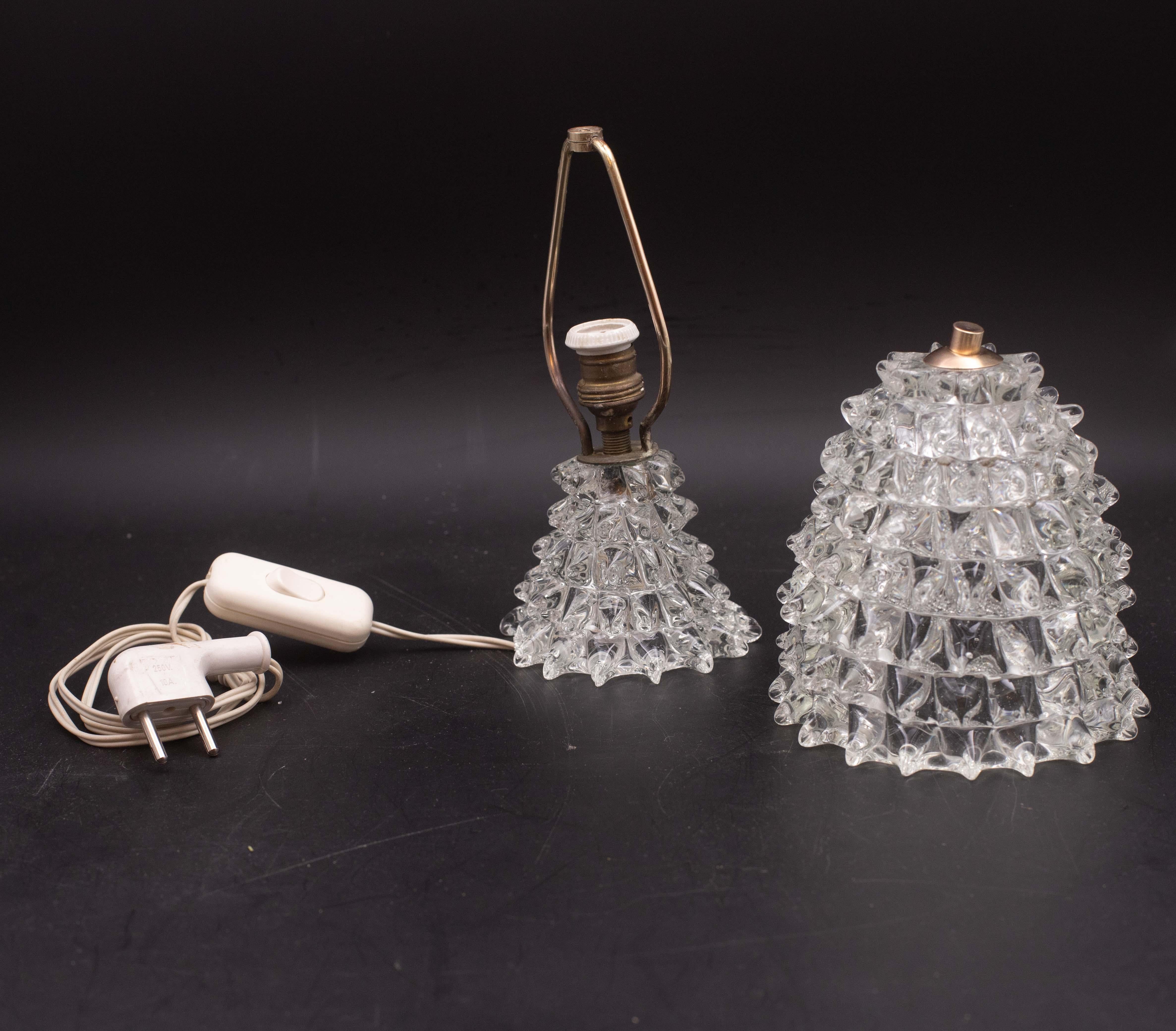 Elegante lampada da tavolo con vaso in vetro di Murano Rostrato per Barovier&Toso, anni '1950 in vendita 3