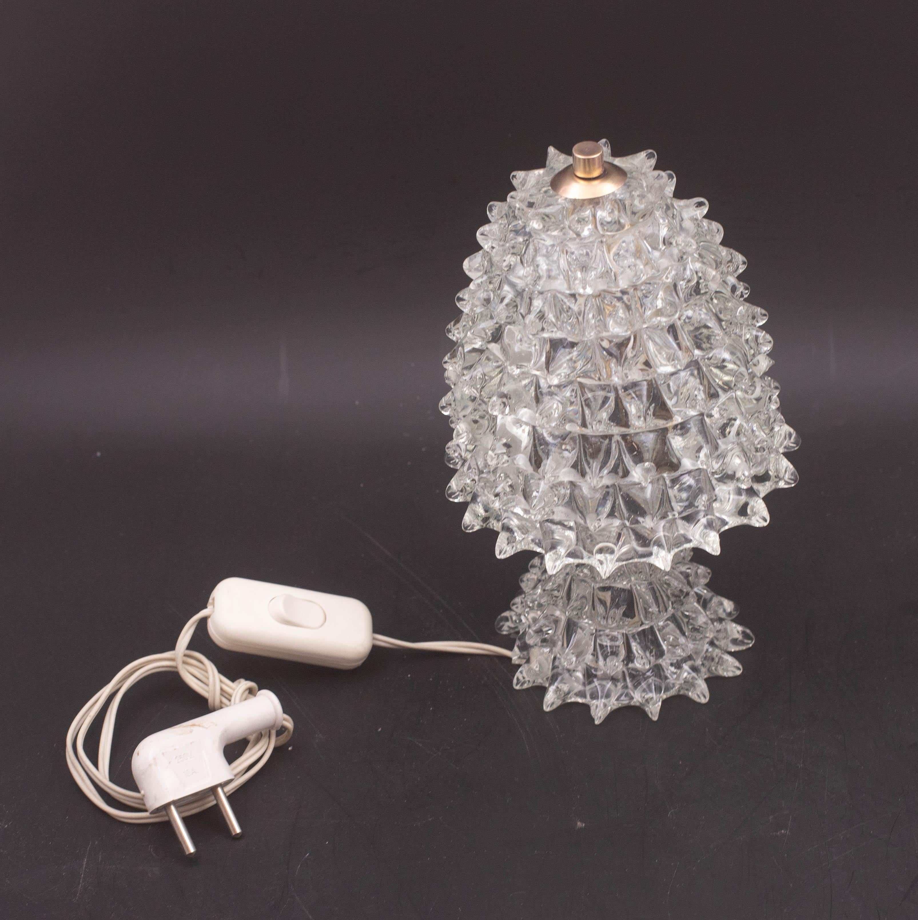 Elegante lampada da tavolo con vaso in vetro di Murano Rostrato per Barovier&Toso, anni '1950 in vendita 2