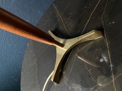 Elegant Table Lamp with a Slim Teak Body on a Brass Tripod Base, Germany, 1960s