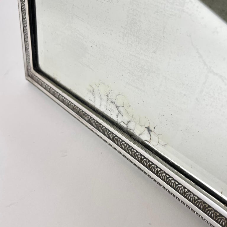 Elegant Table/Wall Mirror in Plated Silver. Empire Style, 19th Century For Sale at 1stDibs