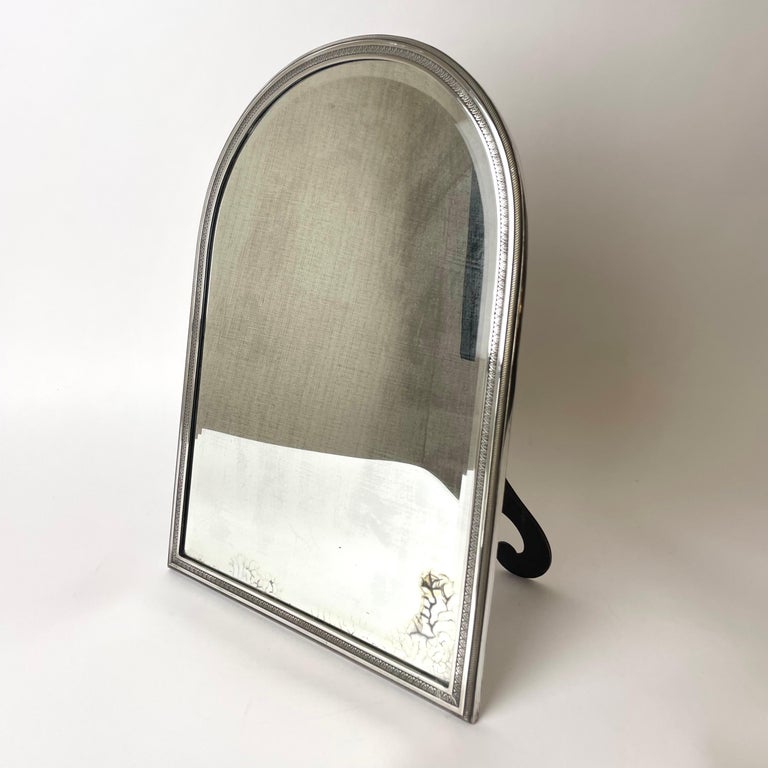 Elegant Table/Wall Mirror in Plated Silver. Empire Style, 19th Century