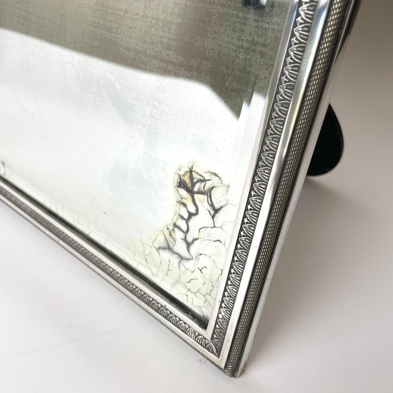 Elegant Table/Wall Mirror in Plated Silver. Empire Style, 19th Century For Sale at 1stDibs