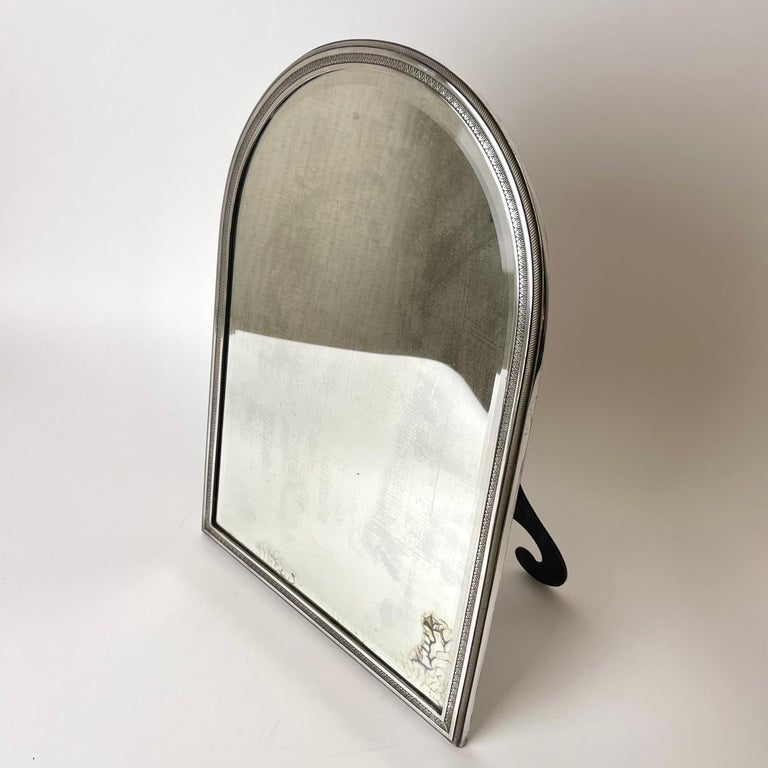 Elegant Table/Wall Mirror in Plated Silver. Empire Style, 19th Century For Sale at 1stDibs
