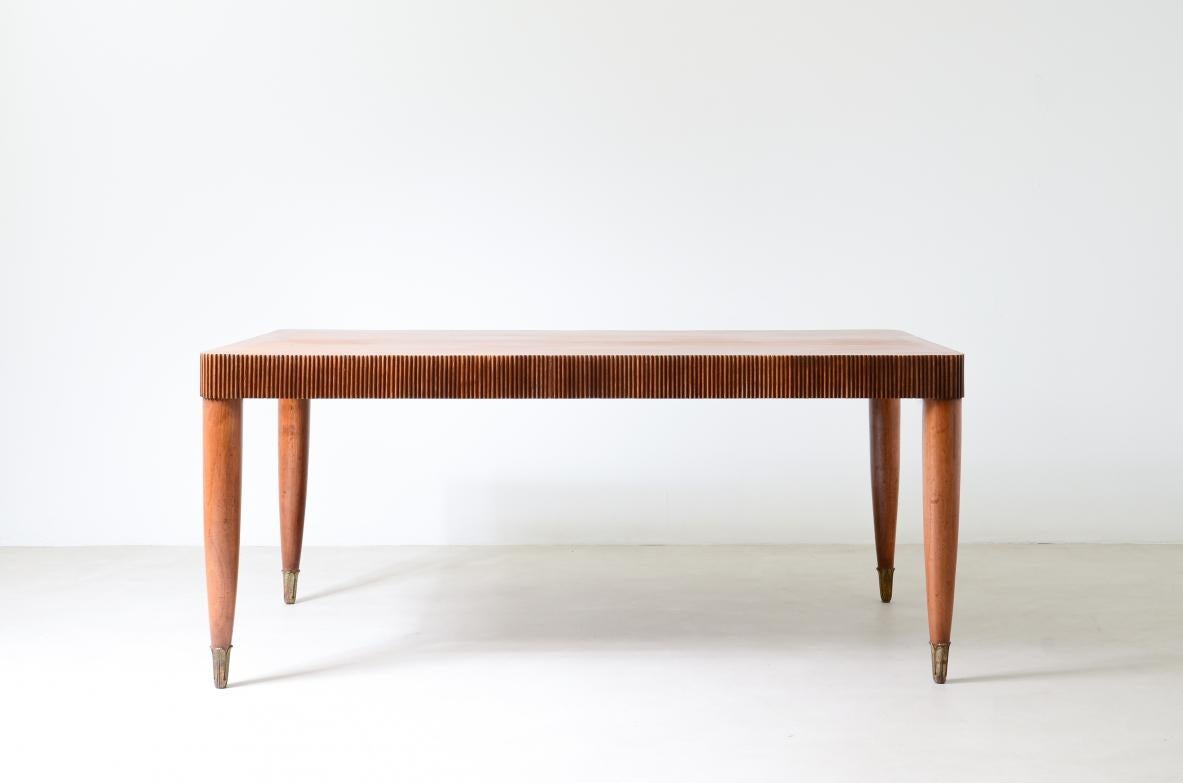 Elegant table with band motif in grissinato wood 1