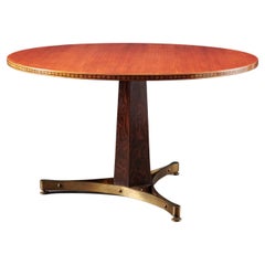 Elegant Table with Brass Base with Three Support Points, Central Hexagonal Shape