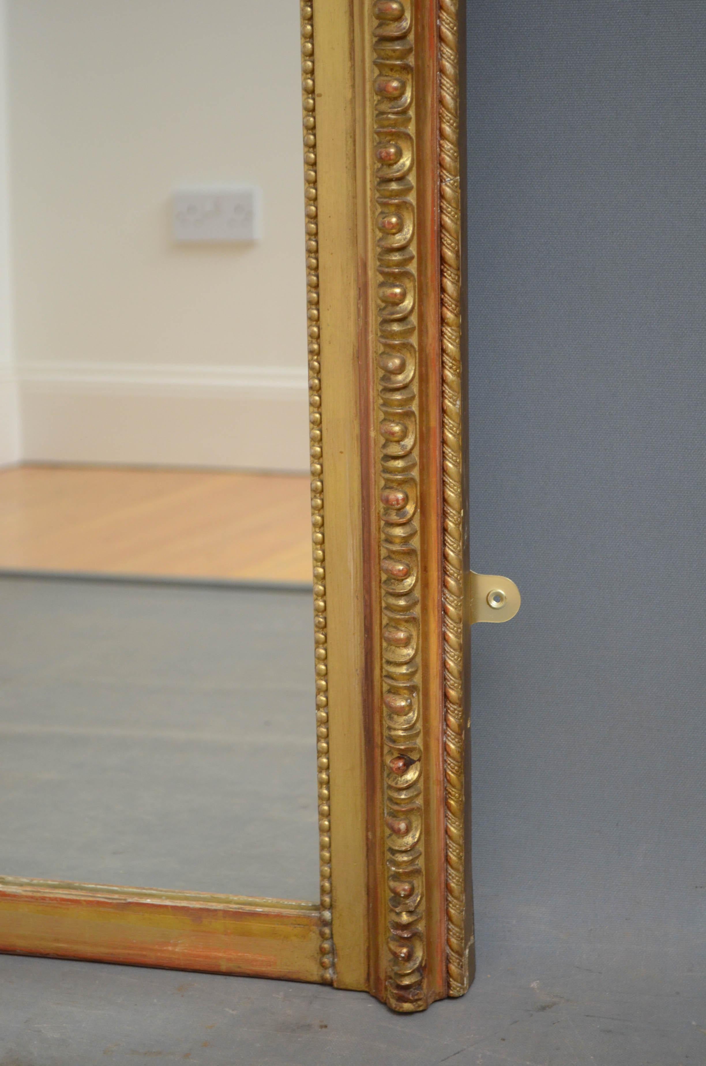 Elegant Tall 19th Century Giltwood Mirror For Sale 4