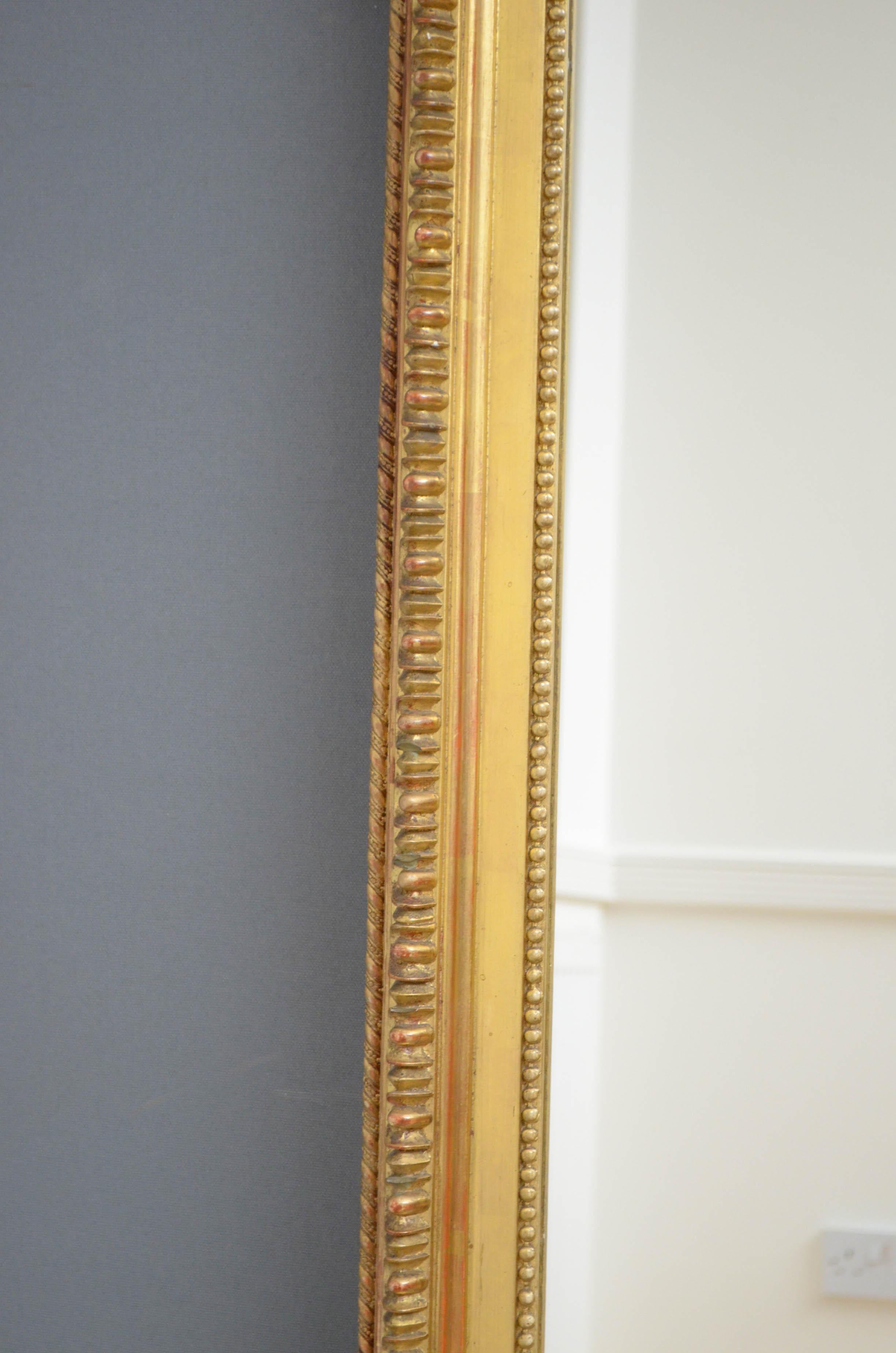 French Elegant Tall 19th Century Giltwood Mirror For Sale