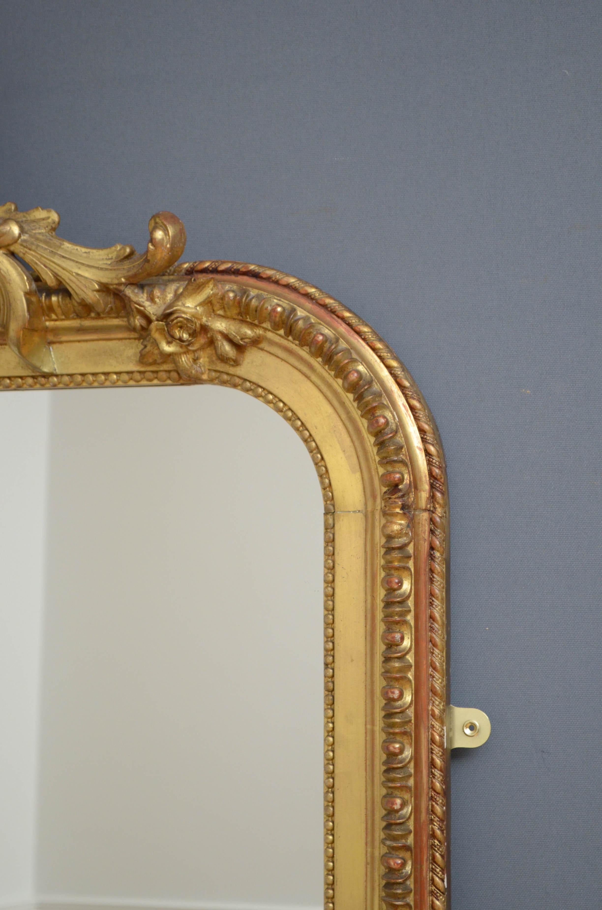 Elegant Tall 19th Century Giltwood Mirror For Sale 2
