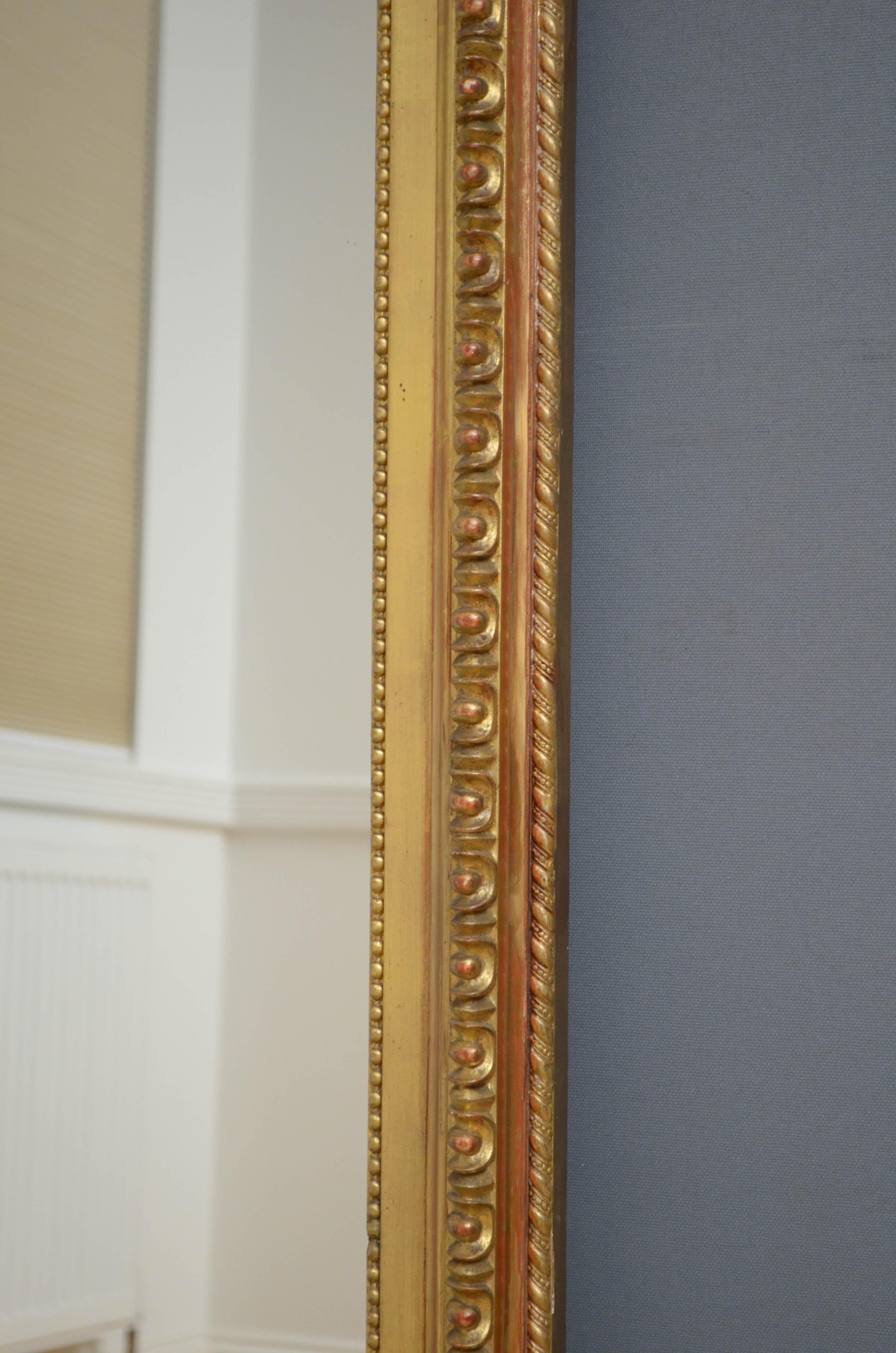 Elegant Tall 19th Century Giltwood Mirror For Sale 3