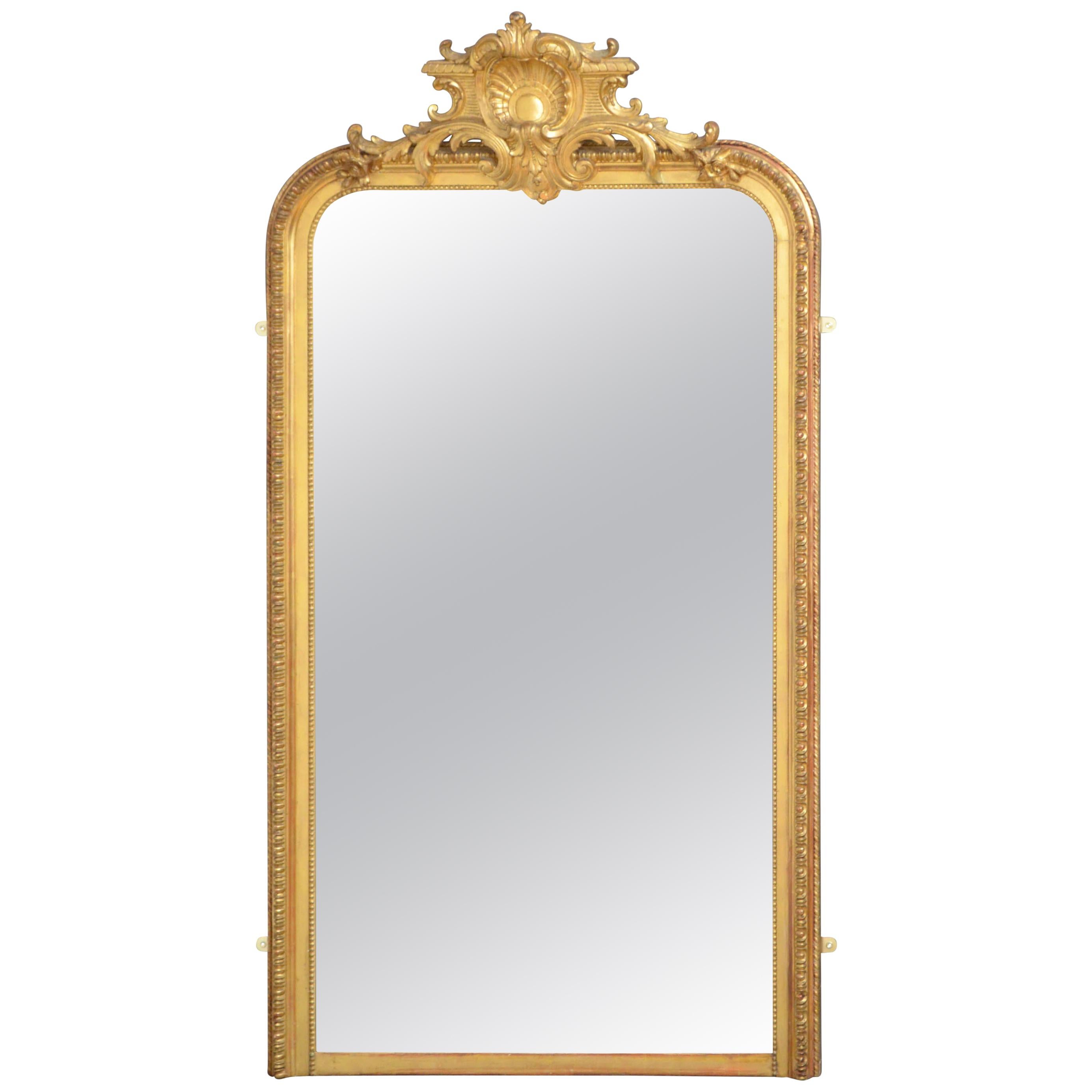 Elegant Tall 19th Century Giltwood Mirror