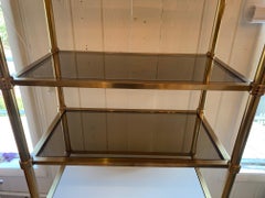 Elegant Tall Brass and White Laquer Etagere with 2 Drawers