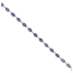 Elegant Tanzanite and Diamond Tube Set Bracelet Set in 18 Karat White Gold