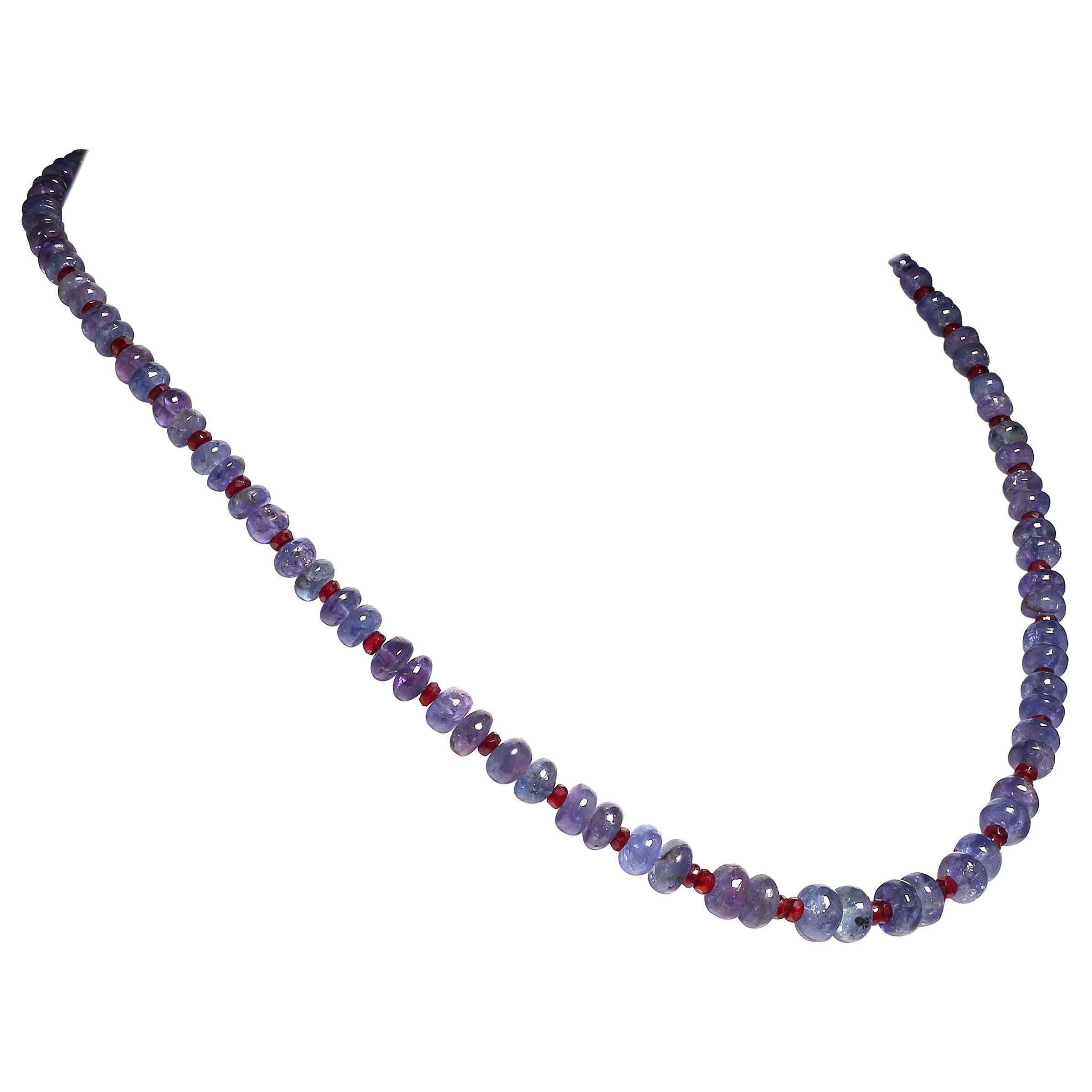 AJD Elegant 17 Inch Tanzanite and Ruby Necklace