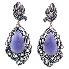 Elegant Tanzanite & Diamond Earrings in Sterling Silver