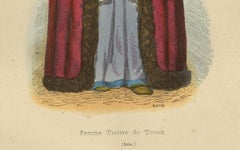 Elegant Tartar Woman from Tomek: 19th-Century Hand-Colored Portrait