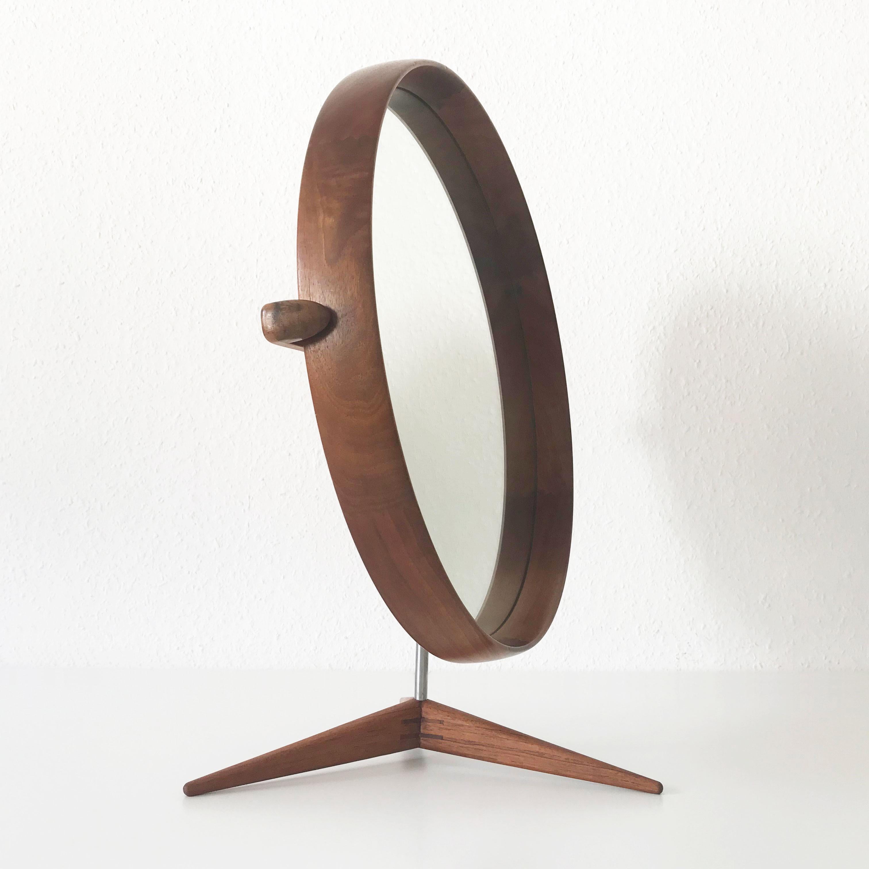 Swedish Elegant Teak Table Mirror by Uno & Östen Kristiansson for Luxus Sweden 1960s For Sale