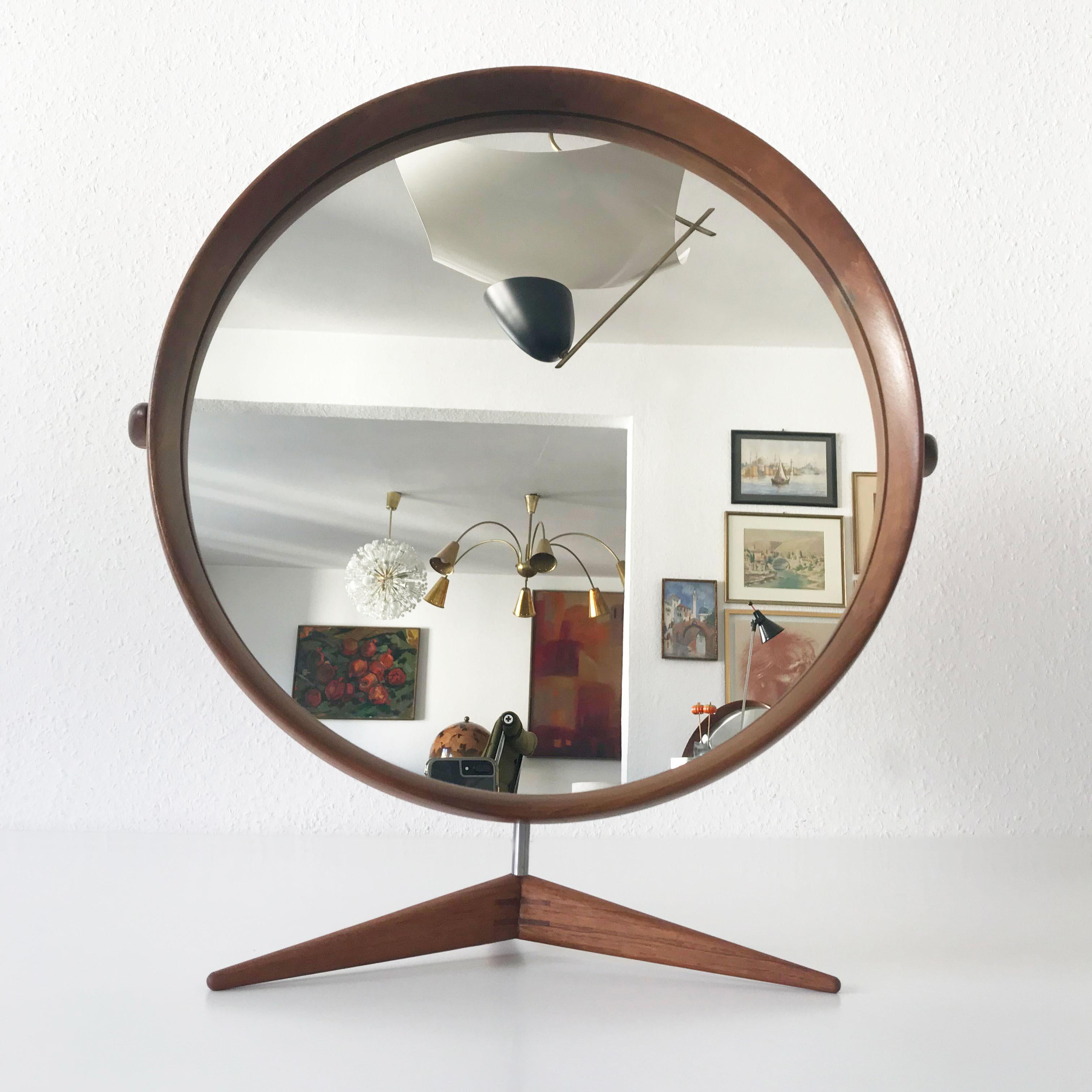 Mid-20th Century Elegant Teak Table Mirror by Uno & Östen Kristiansson for Luxus Sweden 1960s For Sale