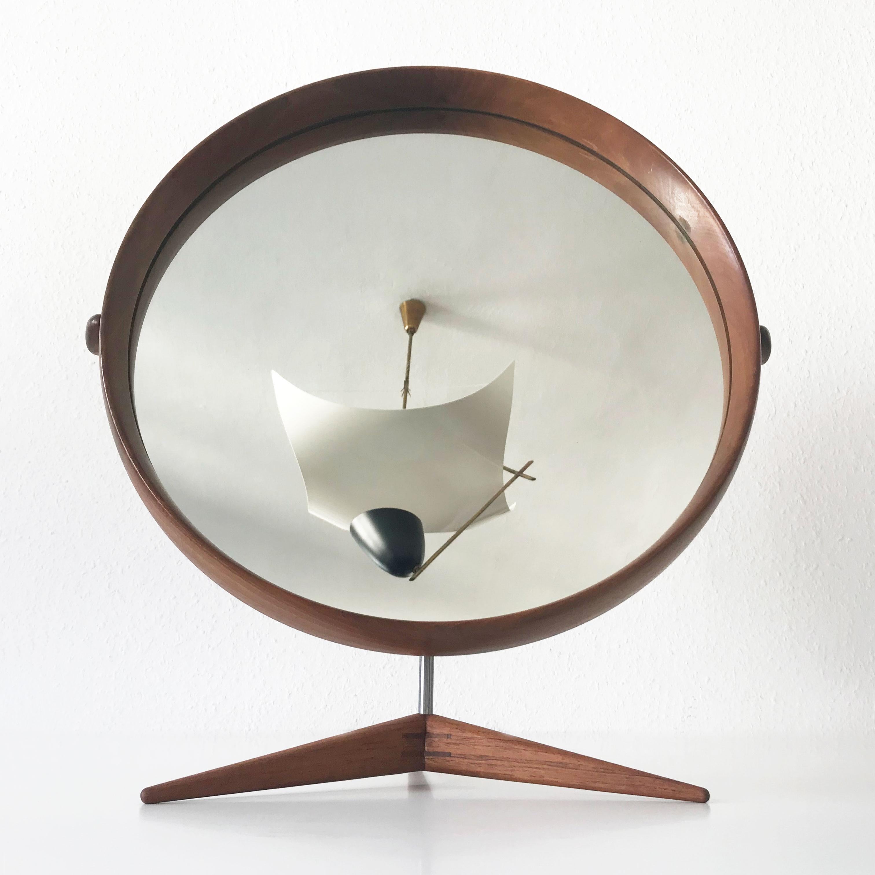 Elegant Teak Table Mirror by Uno & Östen Kristiansson for Luxus Sweden 1960s For Sale 1