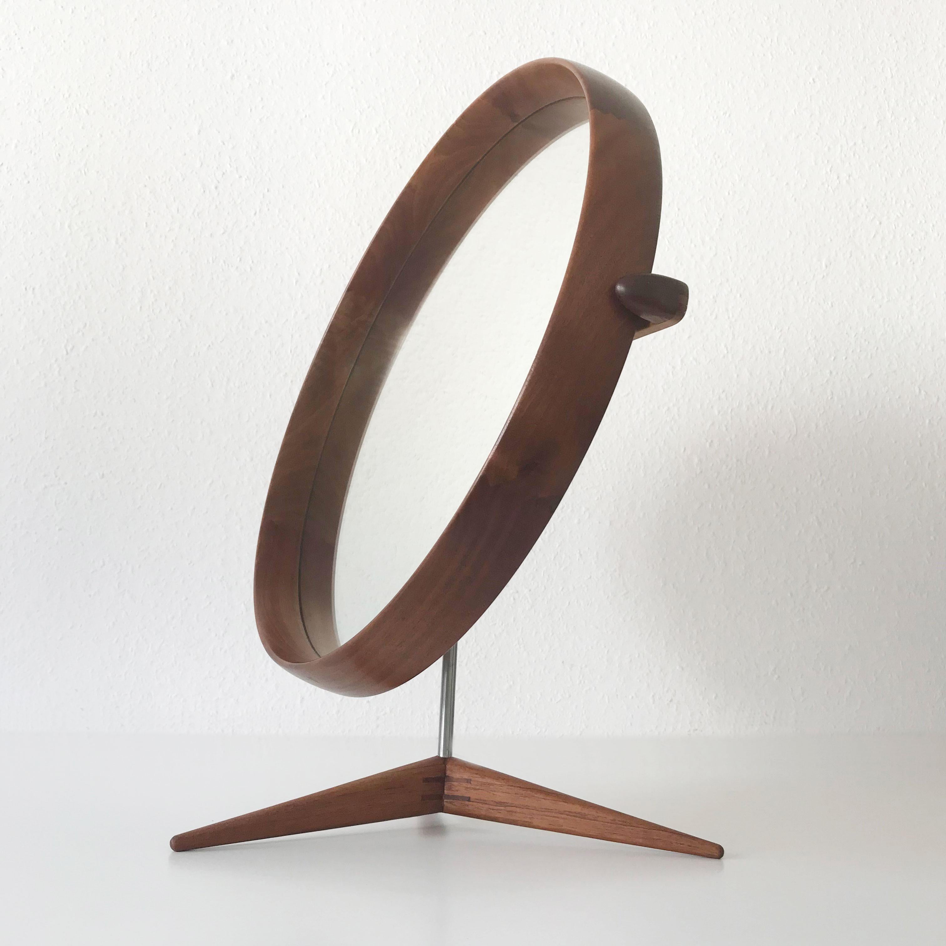 Elegant Teak Table Mirror by Uno & Östen Kristiansson for Luxus Sweden 1960s For Sale 2