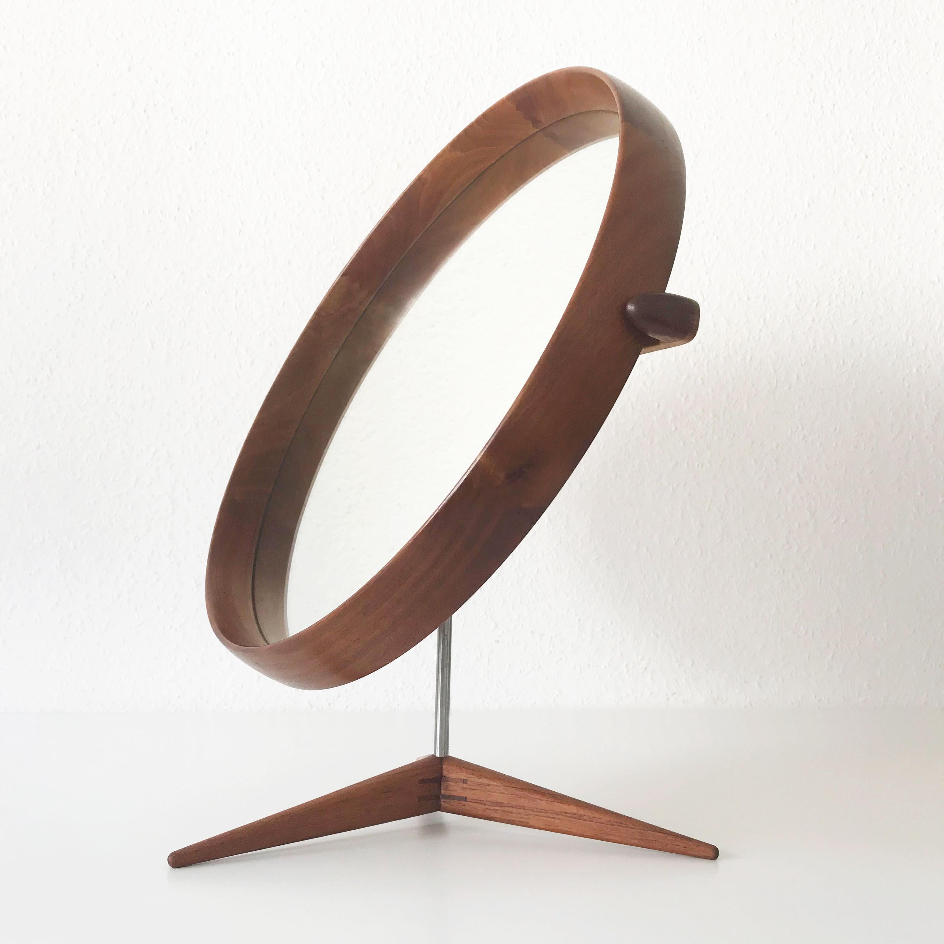 Elegant Teak Table Mirror by Uno & Östen Kristiansson for Luxus Sweden 1960s For Sale 3