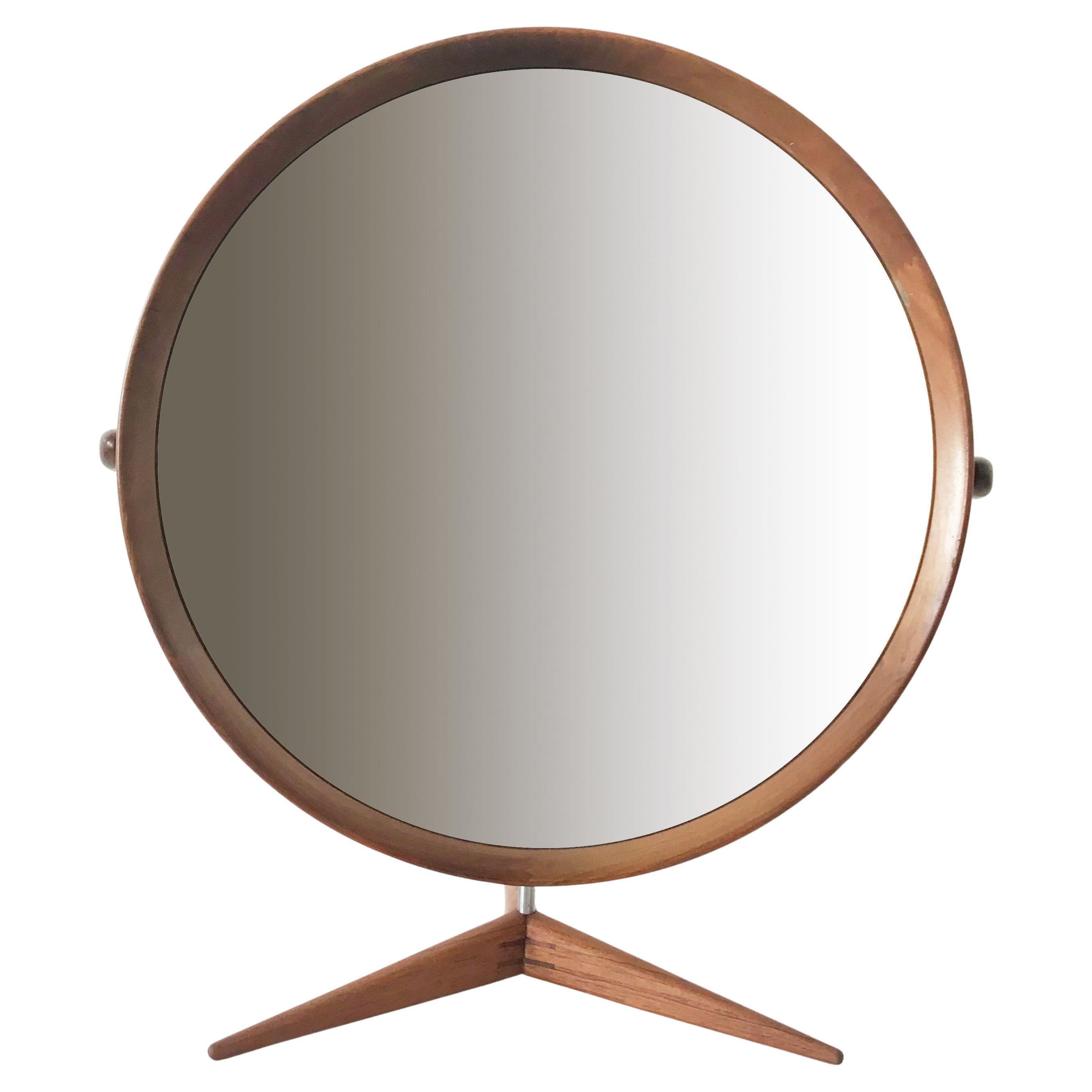 Elegant Teak Table Mirror by Uno & Östen Kristiansson for Luxus Sweden 1960s