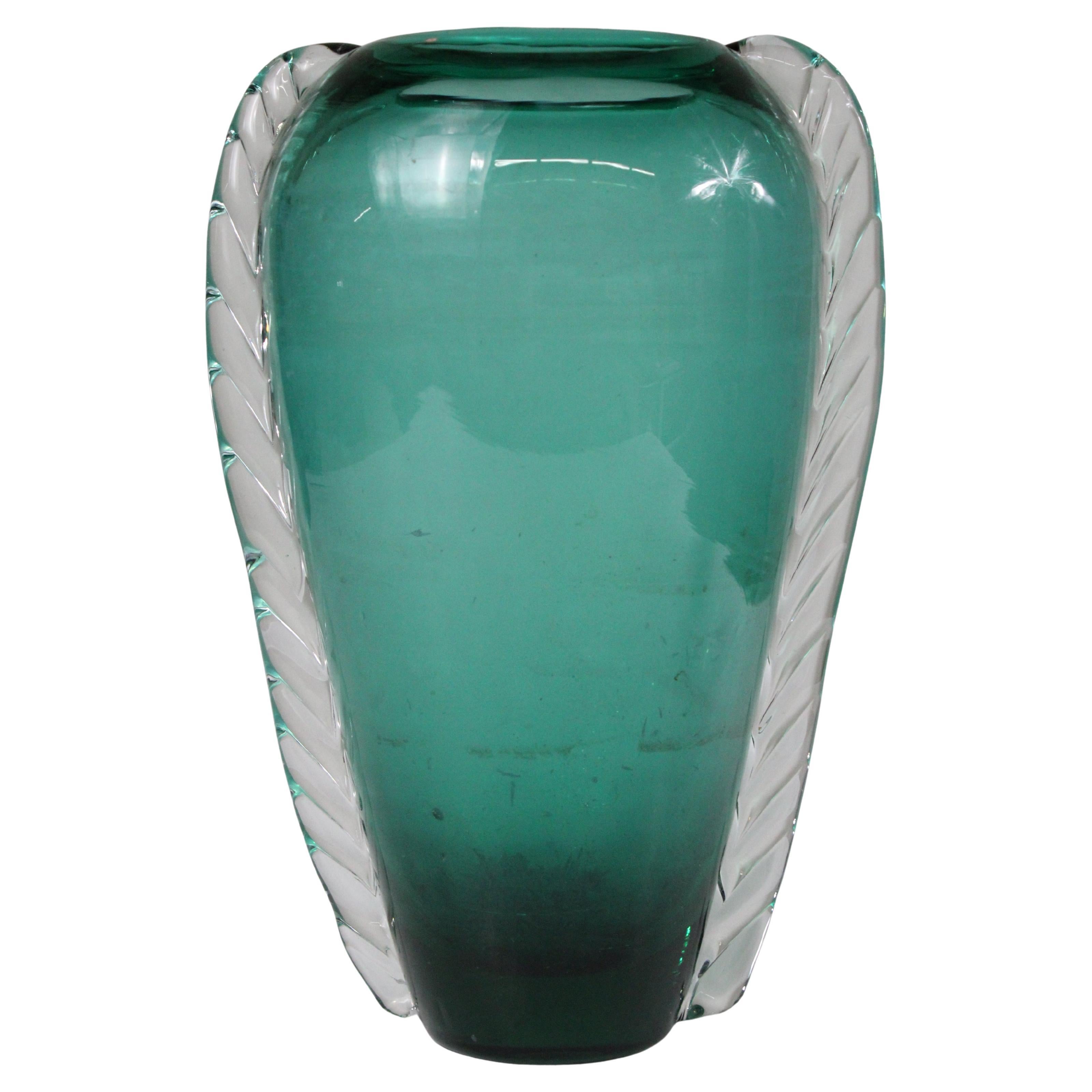 Elegant Teal Murano Glass Vase – Hand-Blown Italian Art Glass