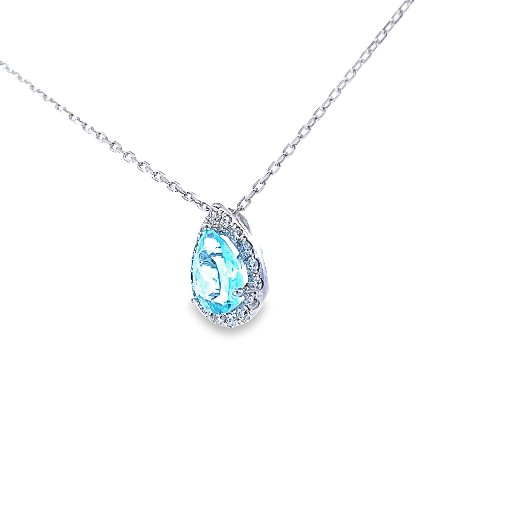 Eleganter Teardrop-Aquamarin-Anhänger im Zustand „Neu“ im Angebot in Great Neck Plaza, NY