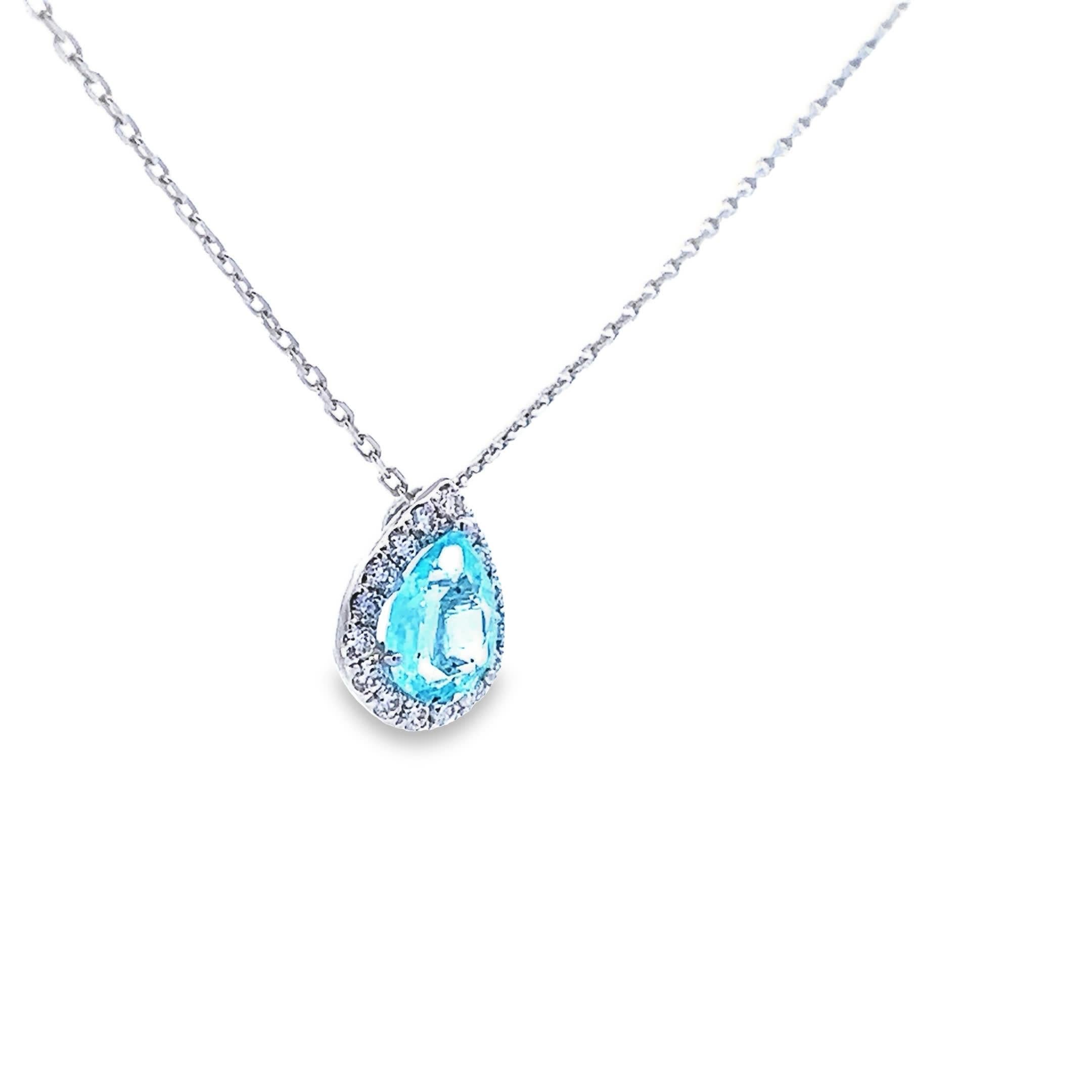 Eleganter Teardrop-Aquamarin-Anhänger Damen im Angebot
