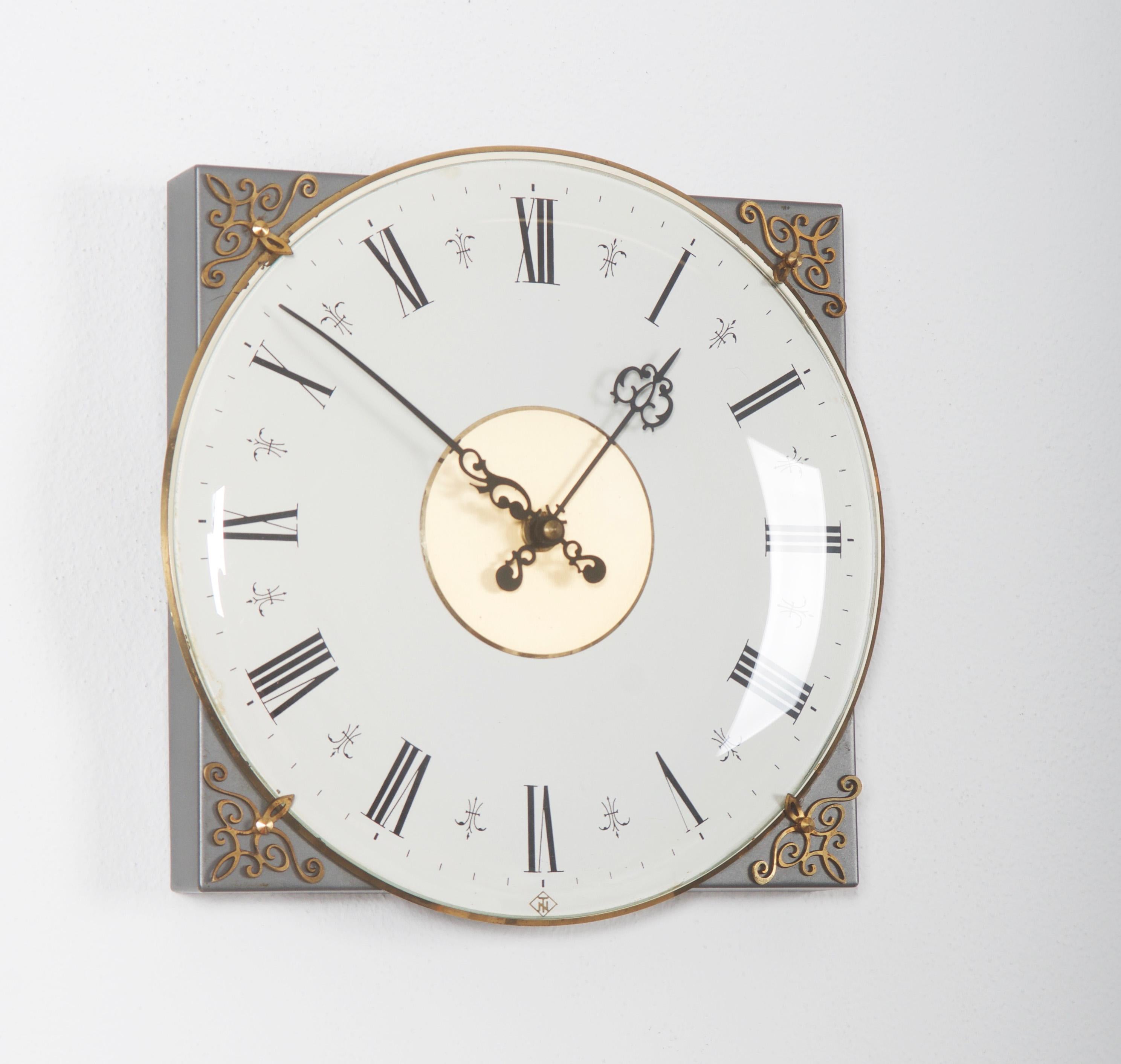 Mid-Century Modern Elegant Telenorma Electric Brass Wall Clock