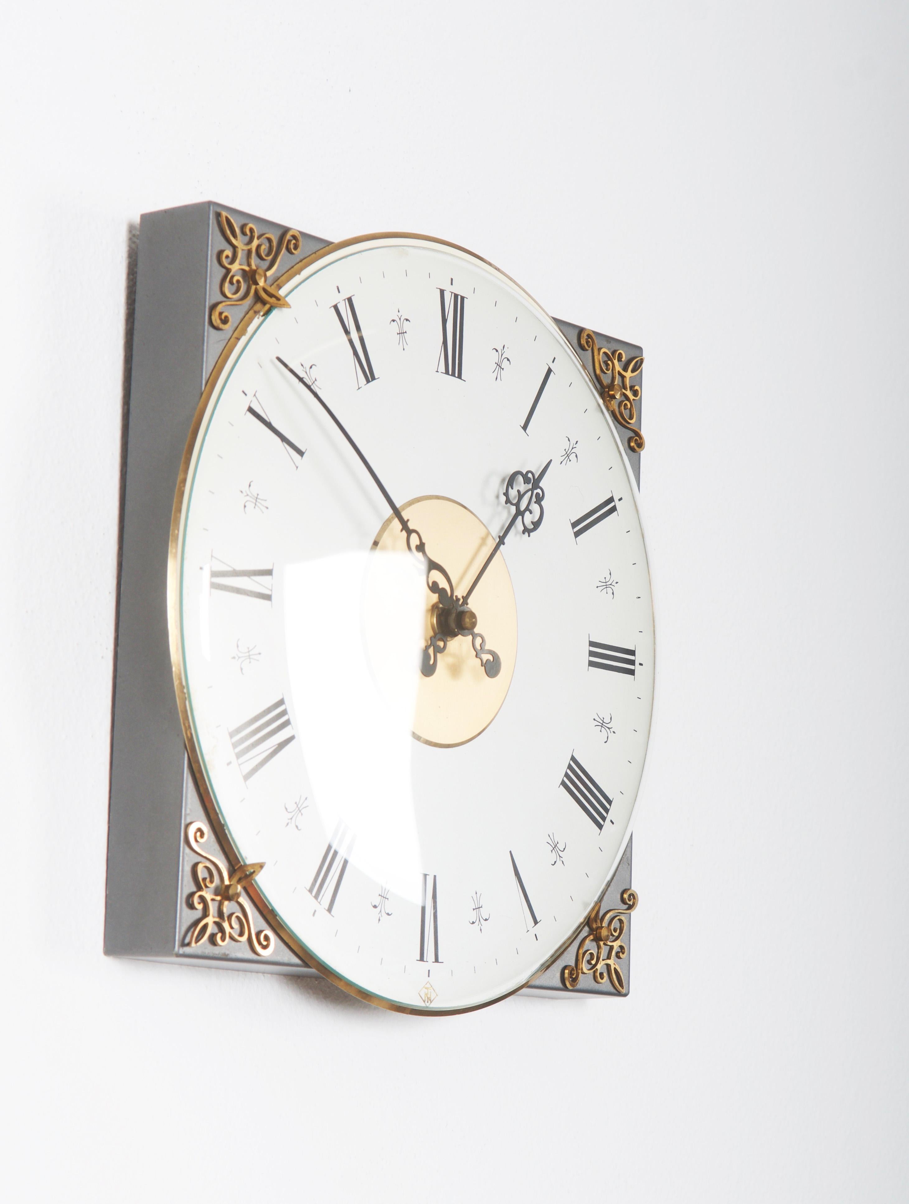 German Elegant Telenorma Electric Brass Wall Clock