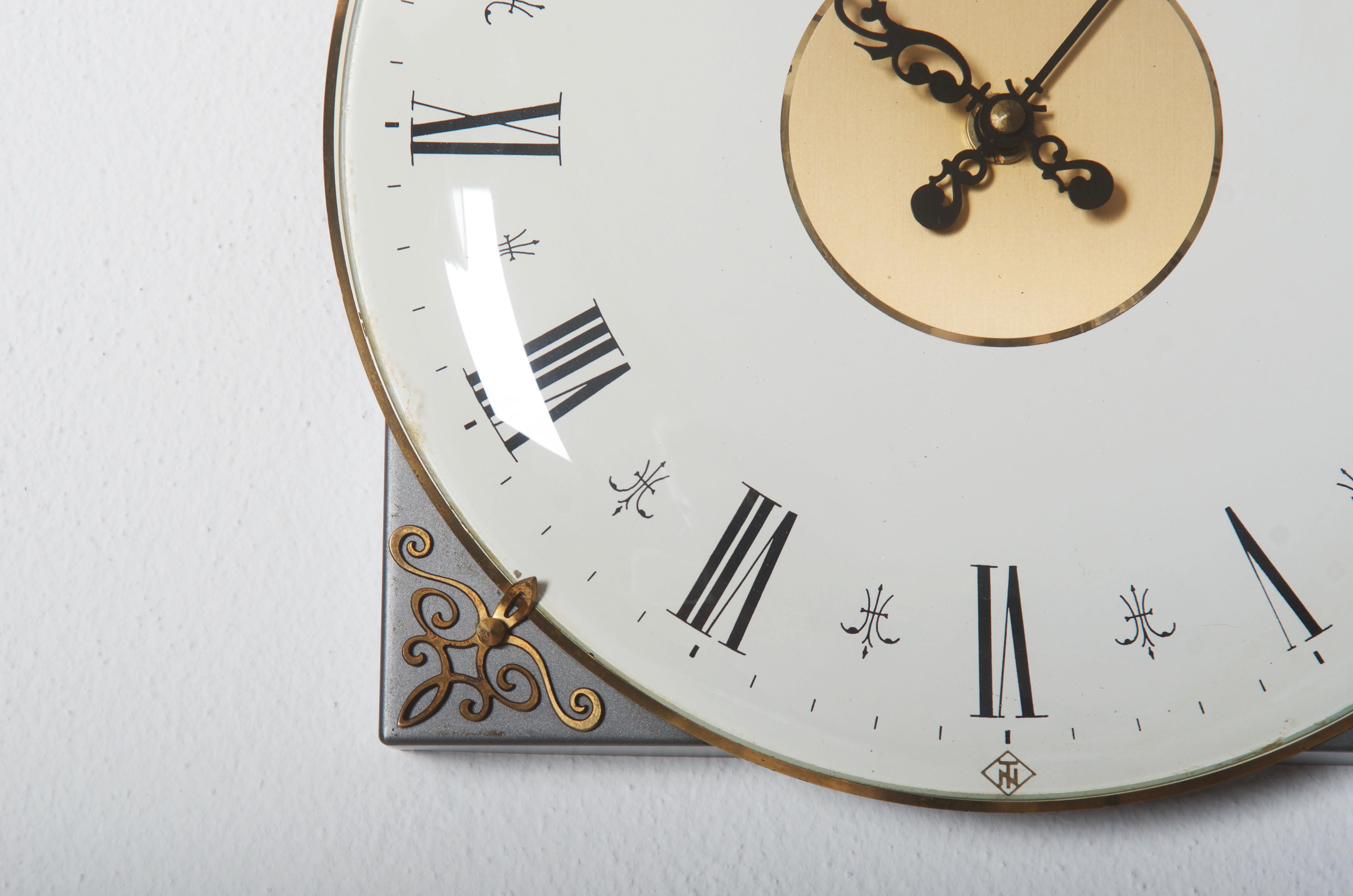 Mid-20th Century Elegant Telenorma Electric Brass Wall Clock