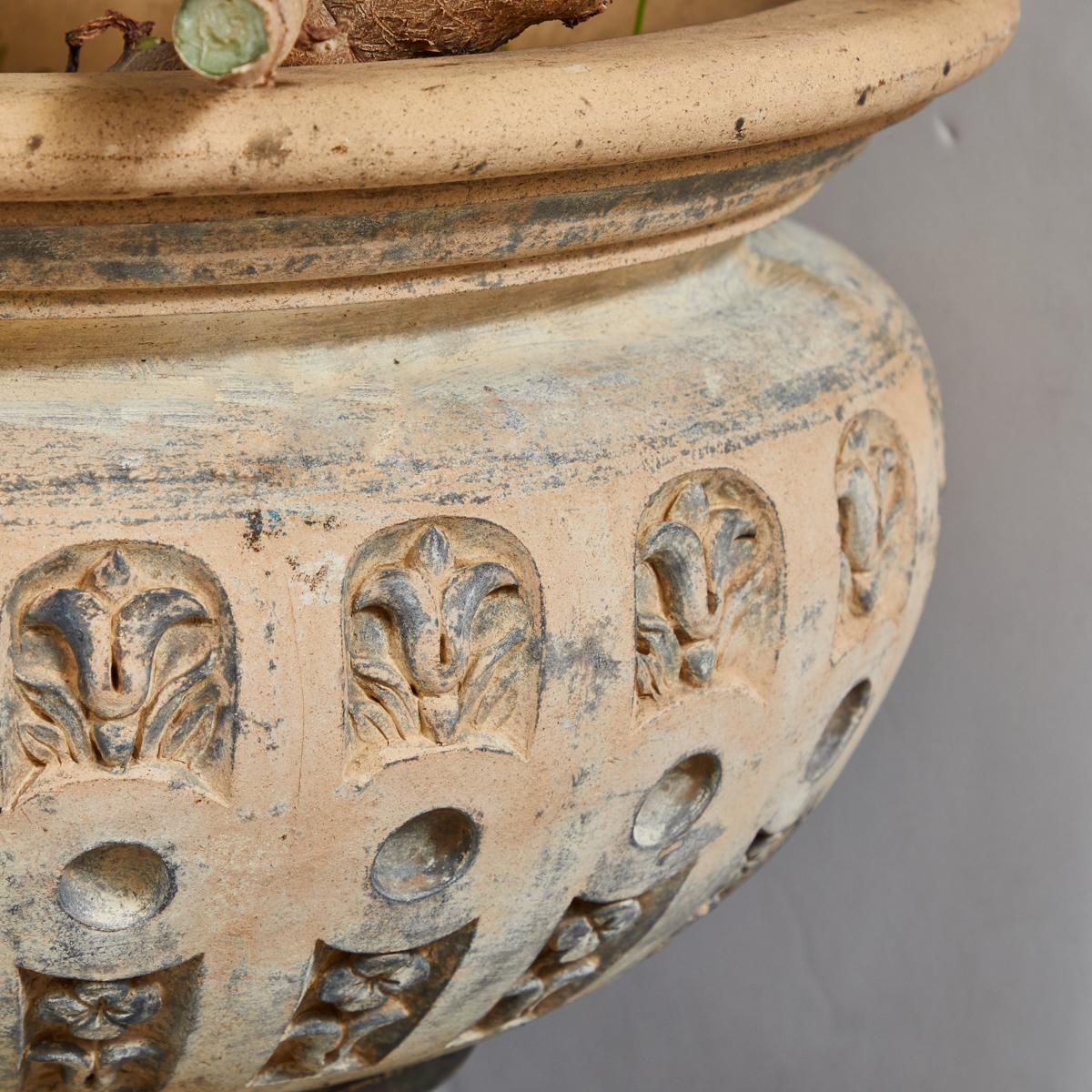 English Elegant Terracotta Planter with Flared Rim from 19th Century, England