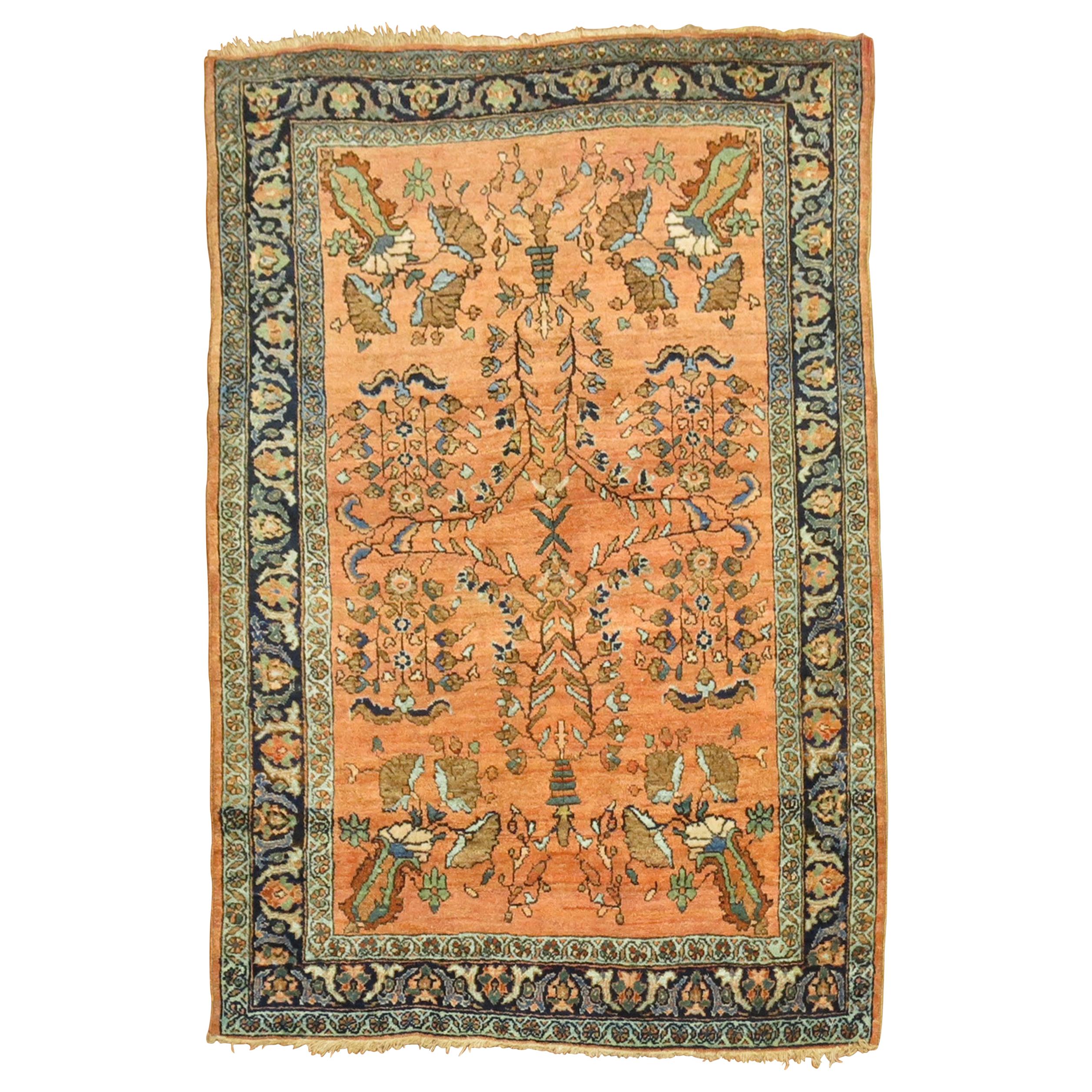 Elegant Terracotta Antique Mohajeran Persian Sarouk Rug