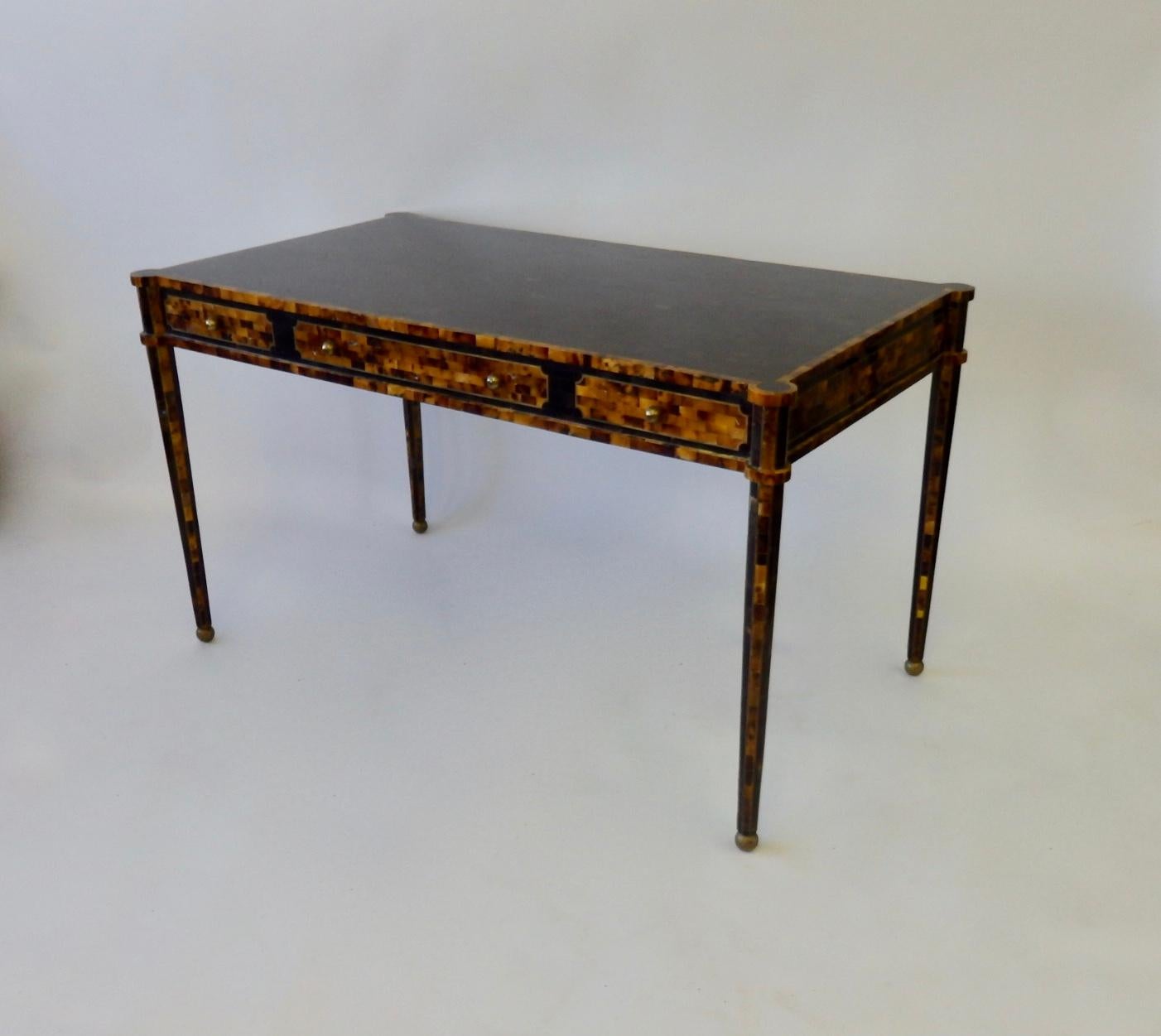 Elegant Tessellated Horn Writing Desk in the Style of Karl Springer In Good Condition In Ferndale, MI