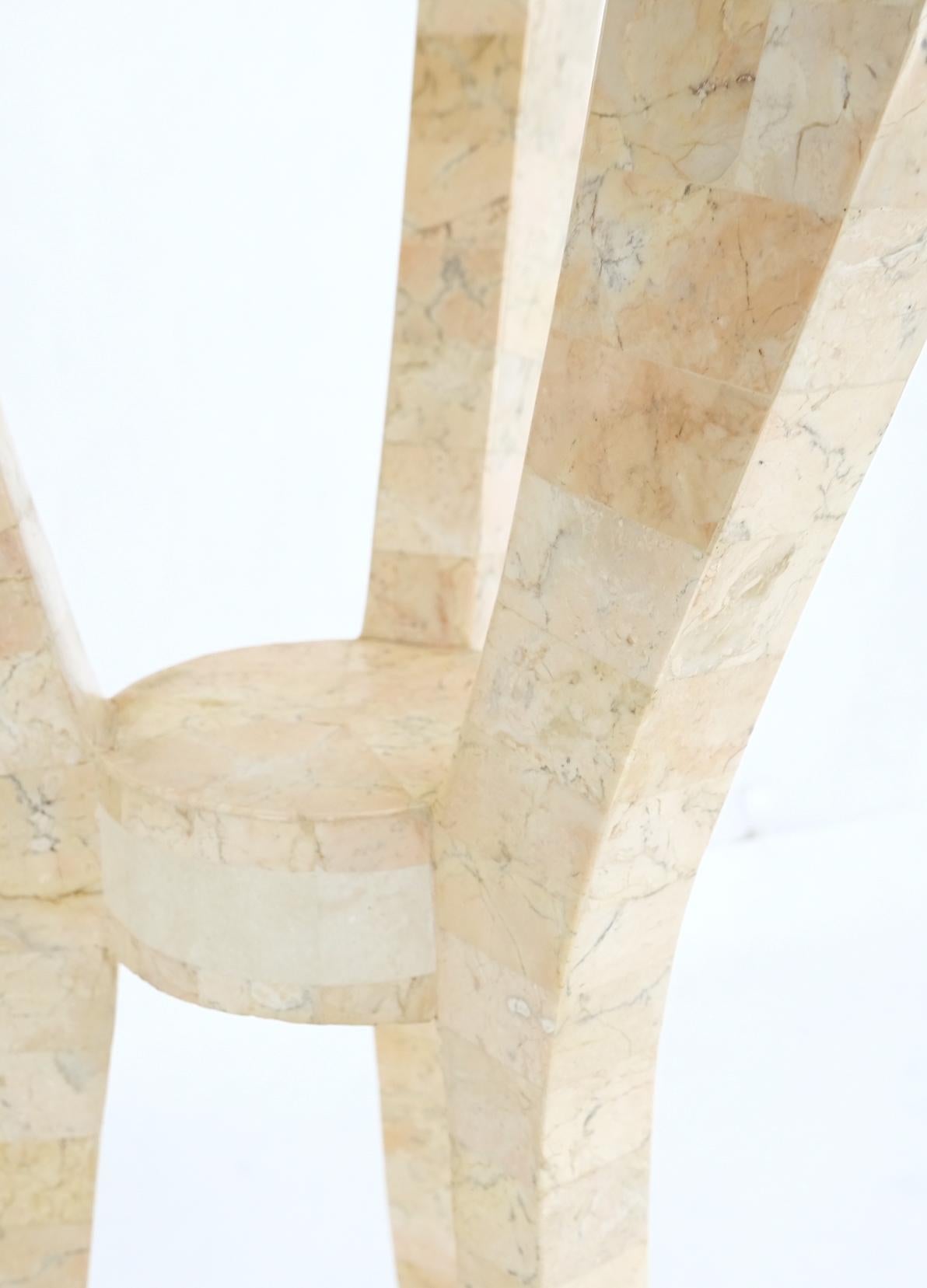 Mid-Century Modern Elegant Tessellated Stone Tri Leg Pedestal Stand Side Table Mint For Sale
