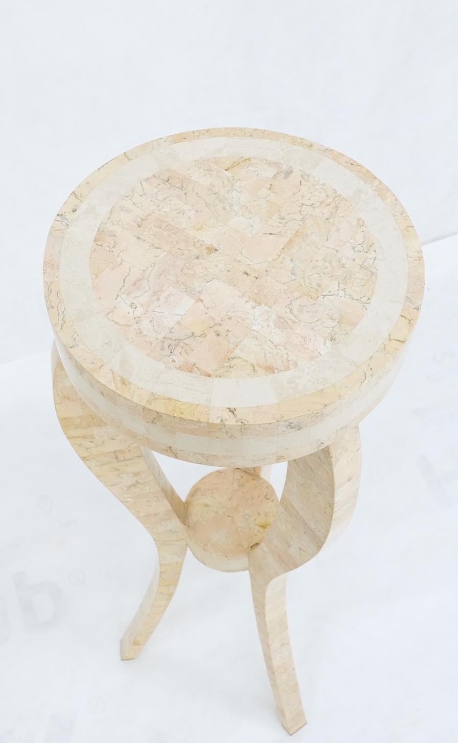20th Century Elegant Tessellated Stone Tri Leg Pedestal Stand Side Table Mint For Sale