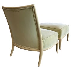 Elegant T.H. Robsjohn-Gibbings Slipper Chair with an Ottoman